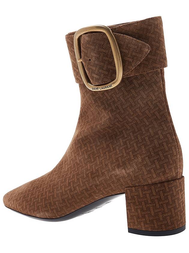 Luxury Saint Laurent Pattern Buckle Chelsea Boots Brown