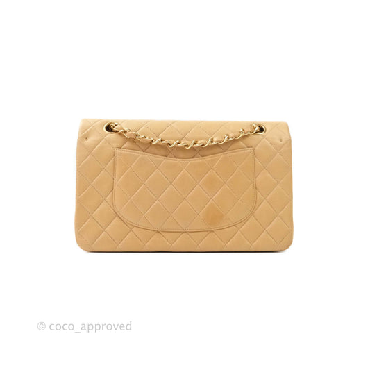 Chanel Classic Vintage M/L Medium Double Flap Bag Beige Lambskin 24K Gold Hardware