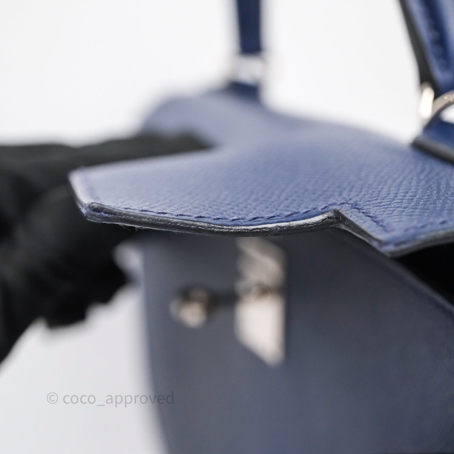 Hermes Kelly 32 Bleu Saphir 73 Epsom Palladium Hardware