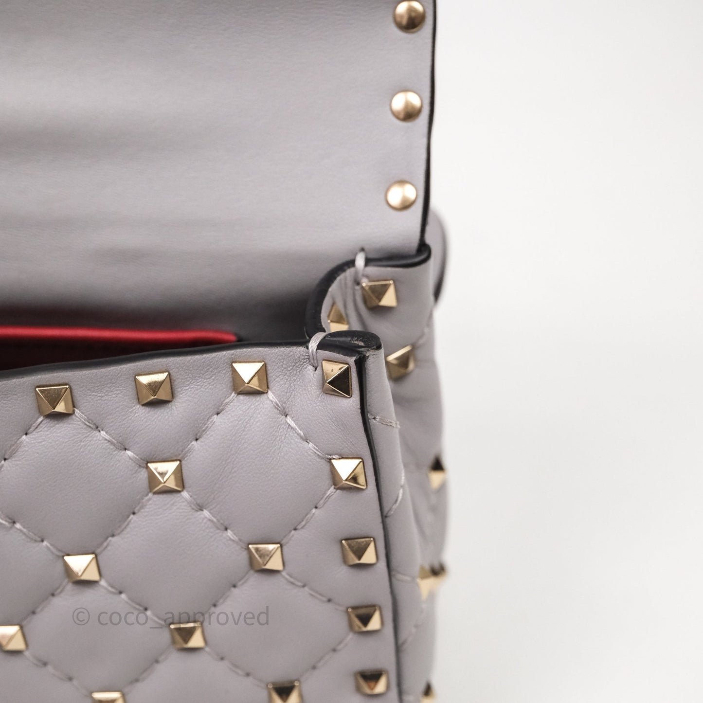 Valentino Small Nappa Rockstud Spike Bag Grey Gold Hardware