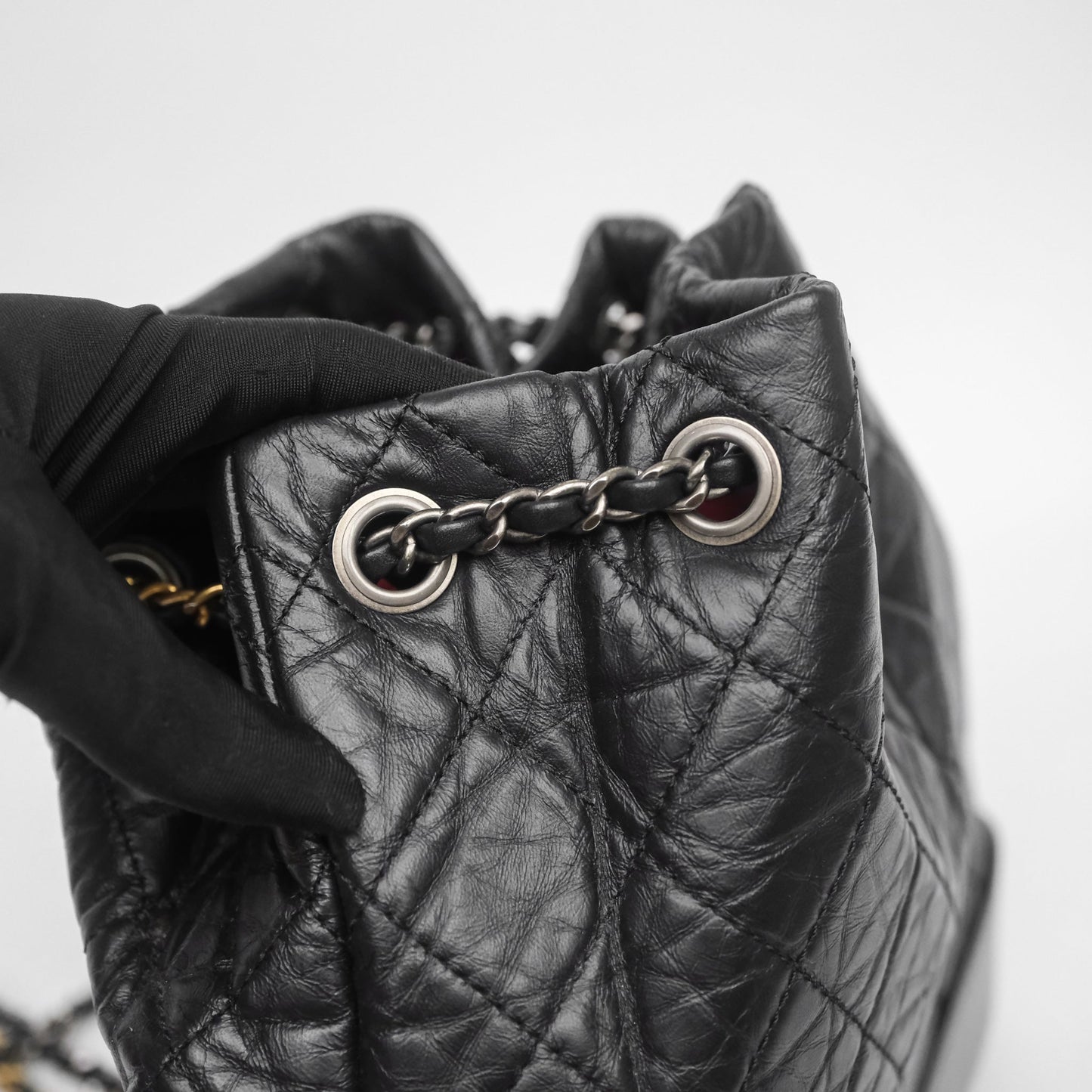 Chanel Small Gabrielle Backpack Quilted Black Aged Calfskin