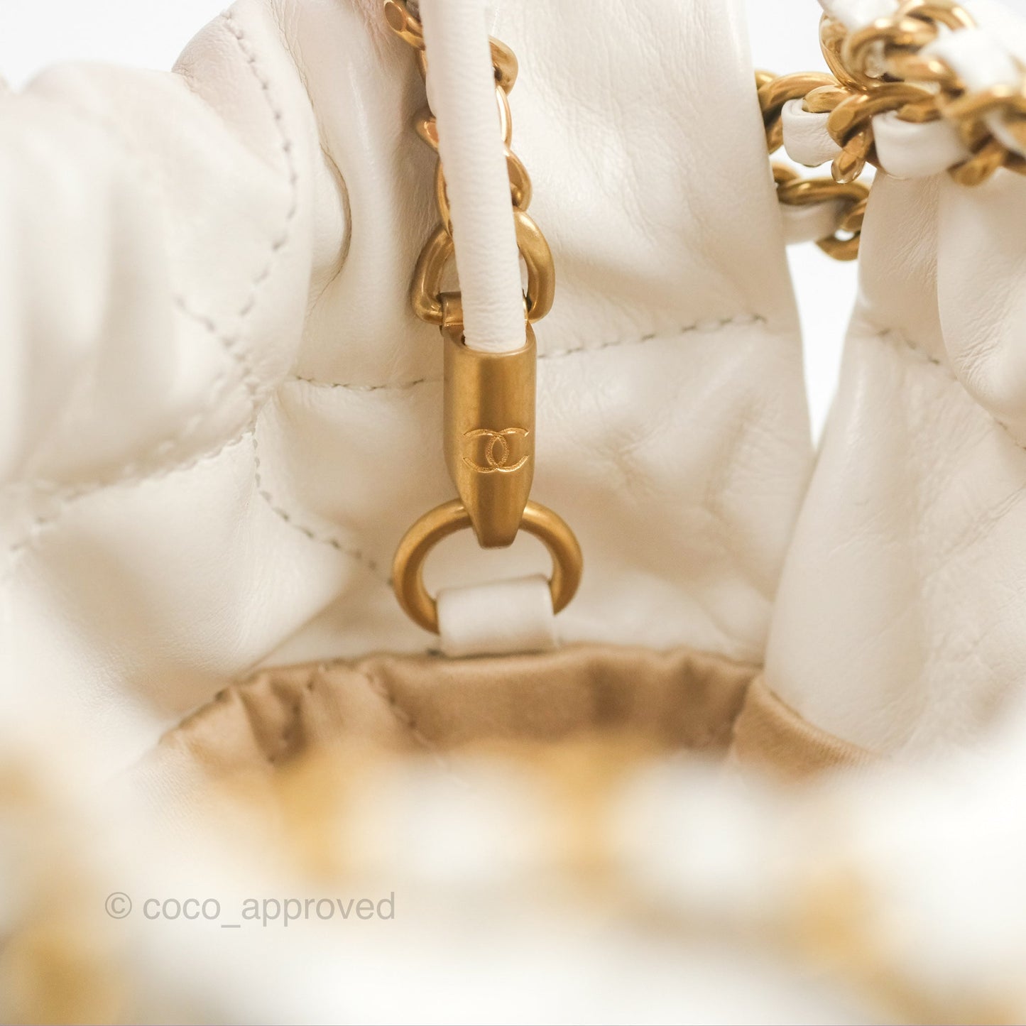 Chanel 22 Mini Bag White Crumpled Calfskin