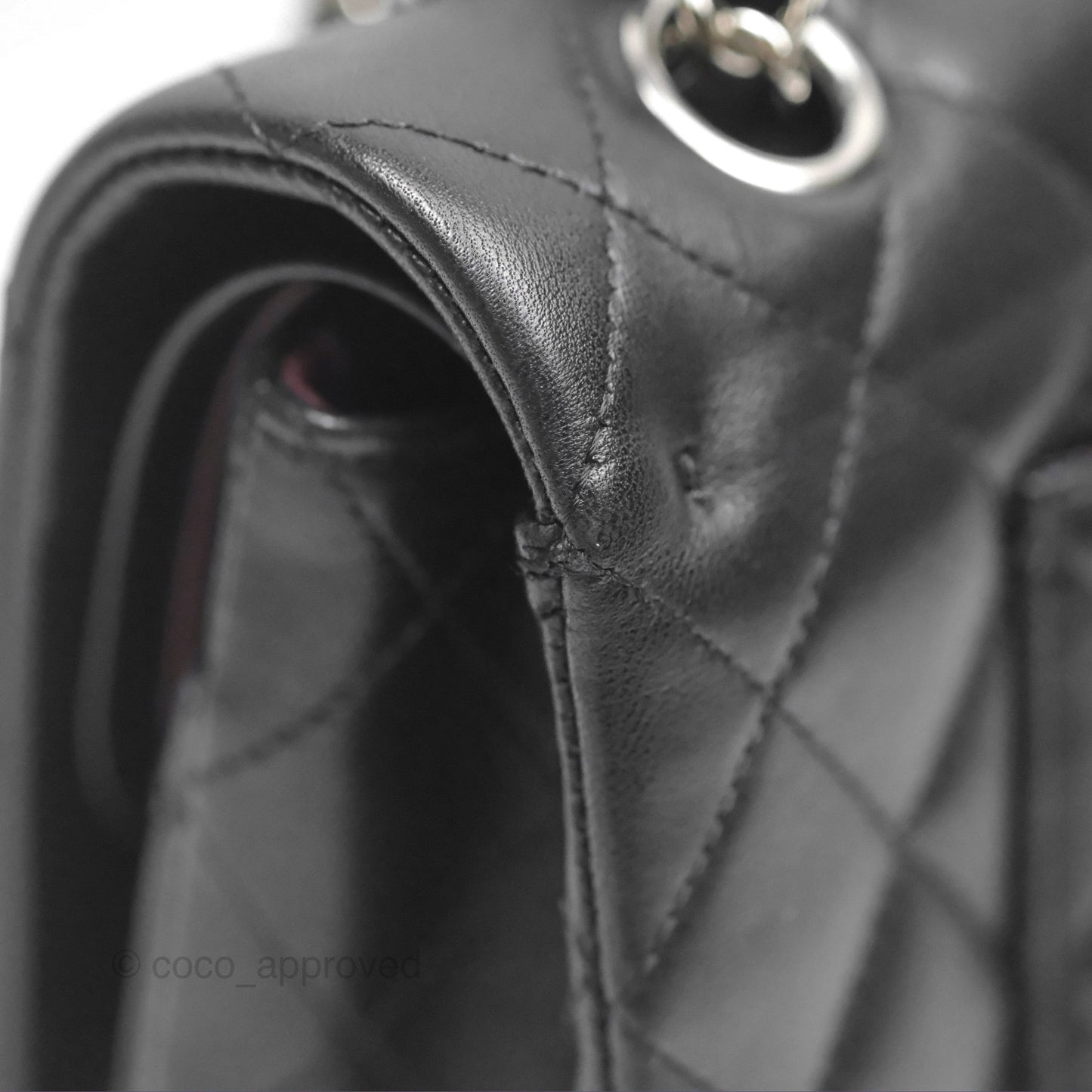 Chanel Classic M/L Medium Flap Quilted Black Lambskin Silver Hardware