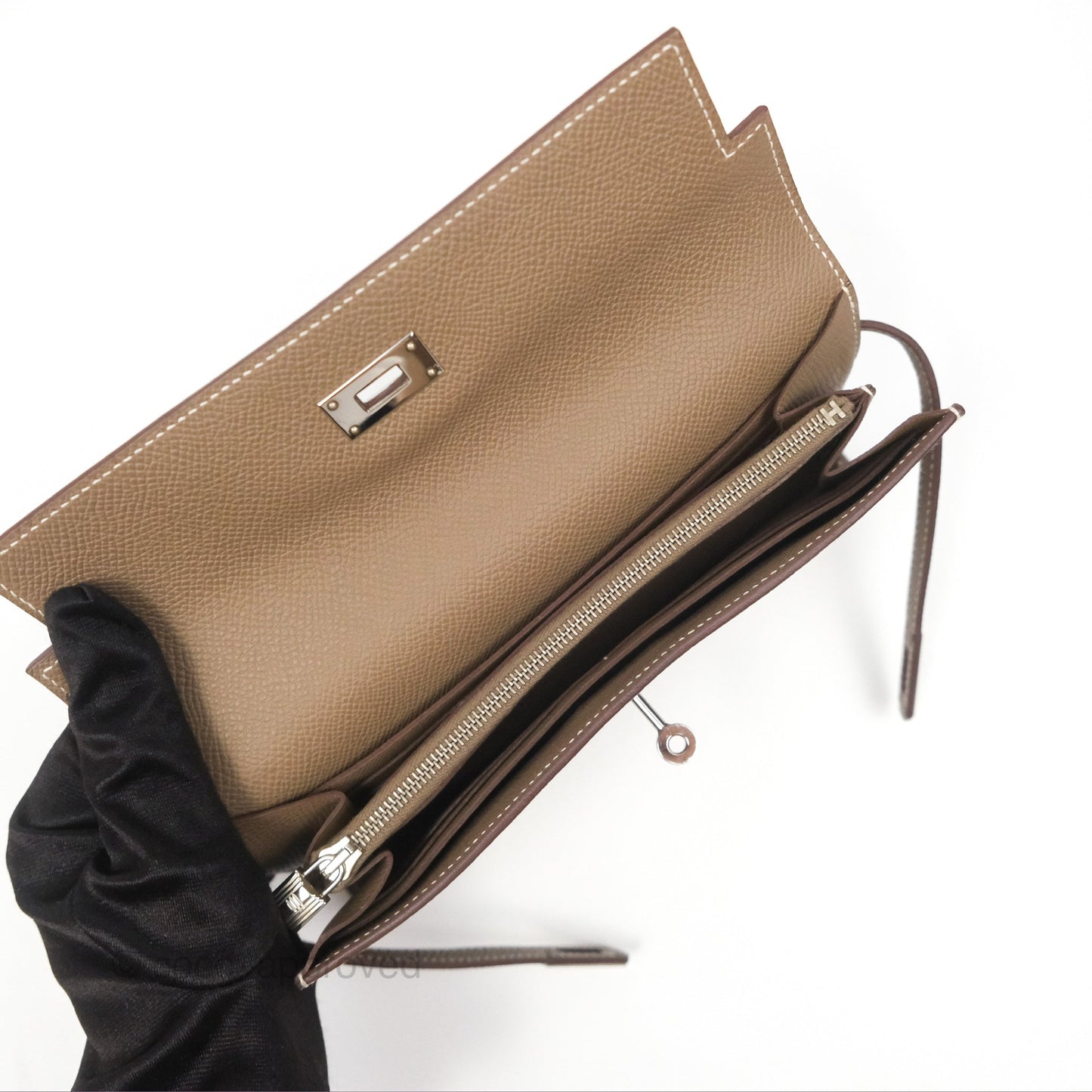 Hermès Kelly Wallet Etoupe Epsom Palladium Hardware
