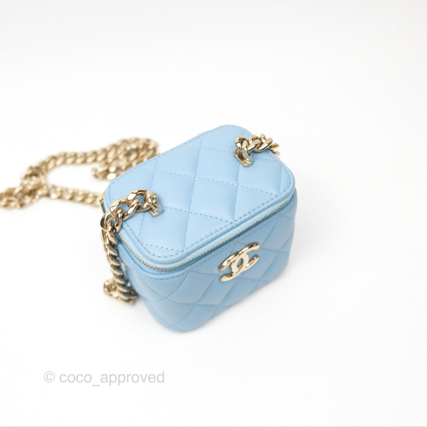 Chanel Mini Vanity Coco Chain Blue Lambskin Gold Hardware