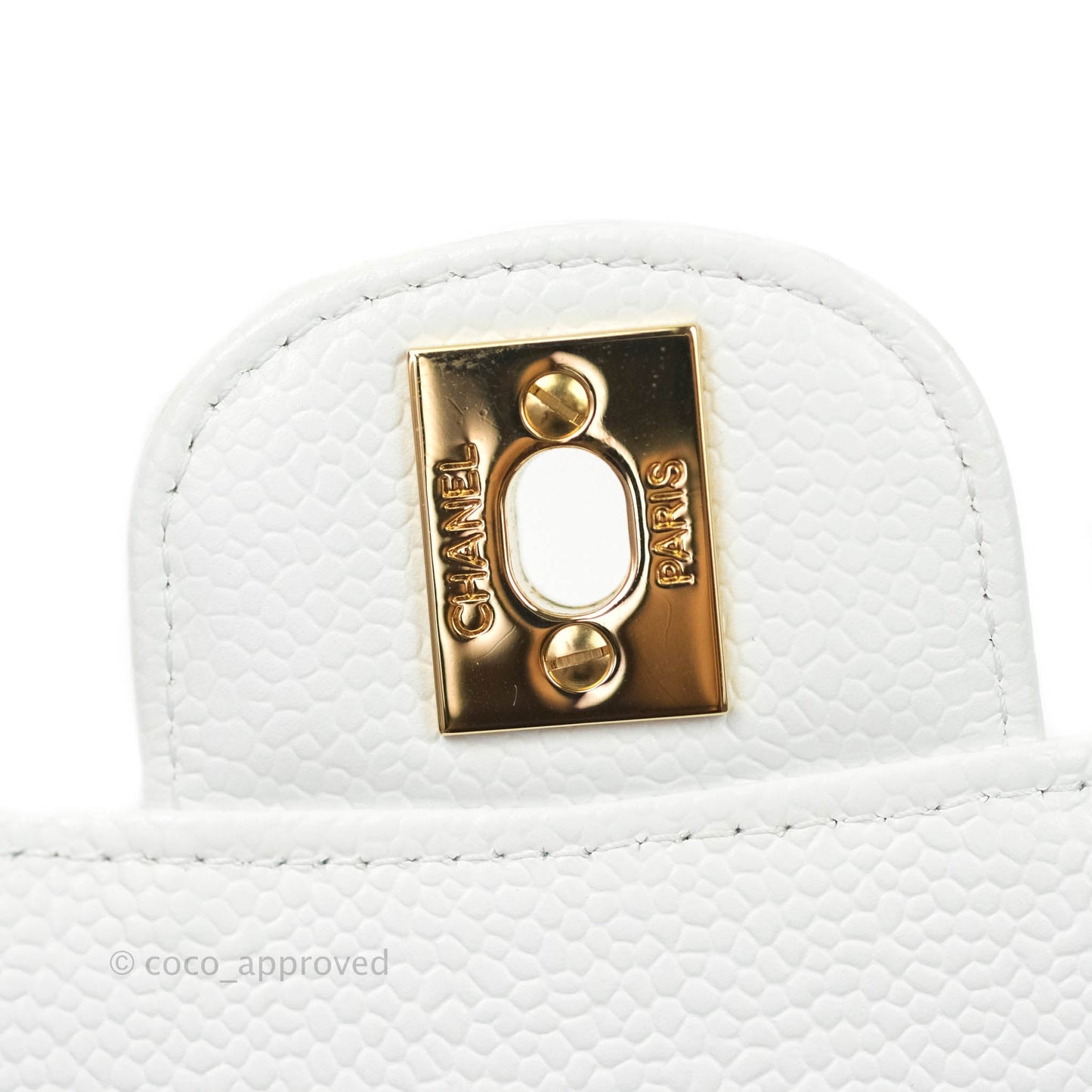 Chanel M/L Medium Double Flap Bag White Caviar Gold Hardware