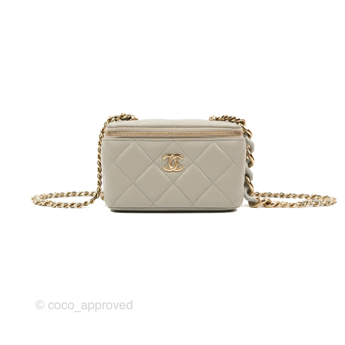 Chanel Vanity with Resin Chain Grey Lambskin Gold Hardware