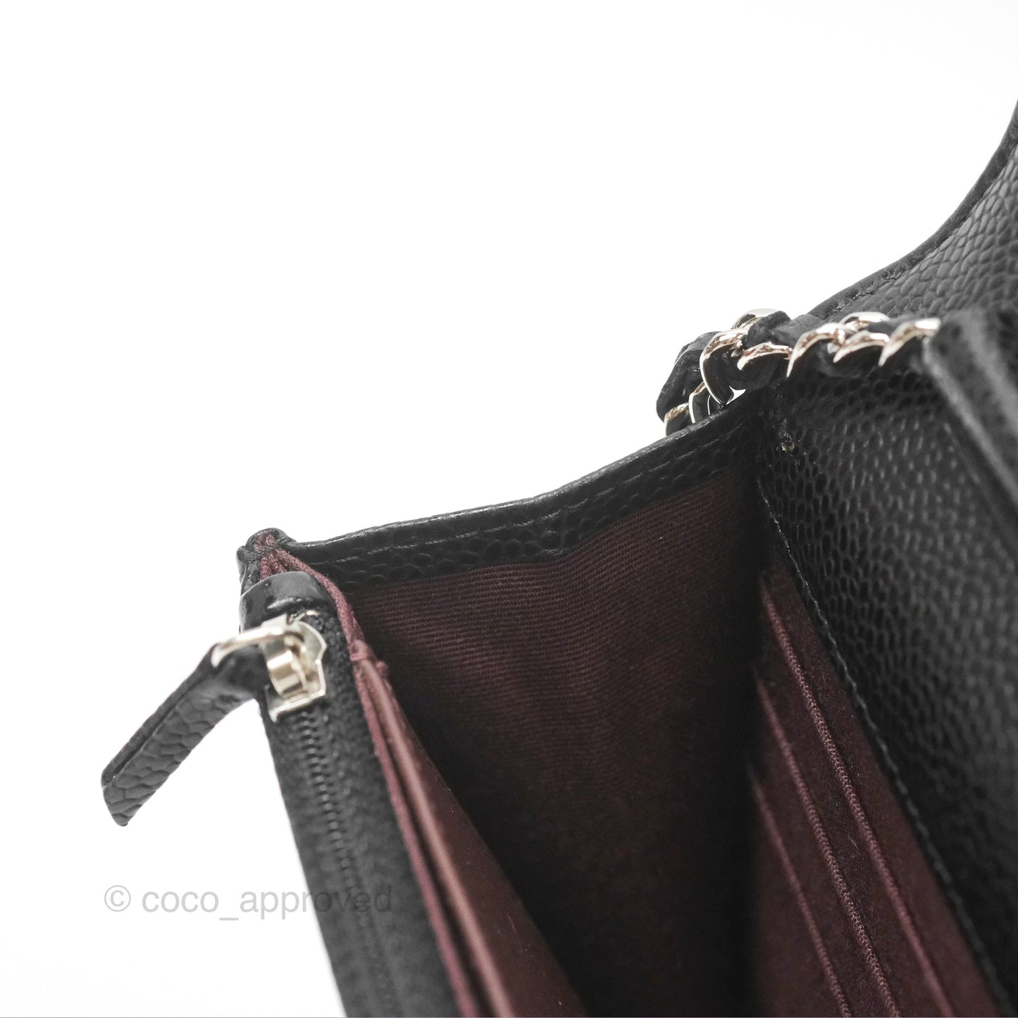 Chanel Quilted Classic Wallet On Chain WOC Black Caviar Silver Hardware