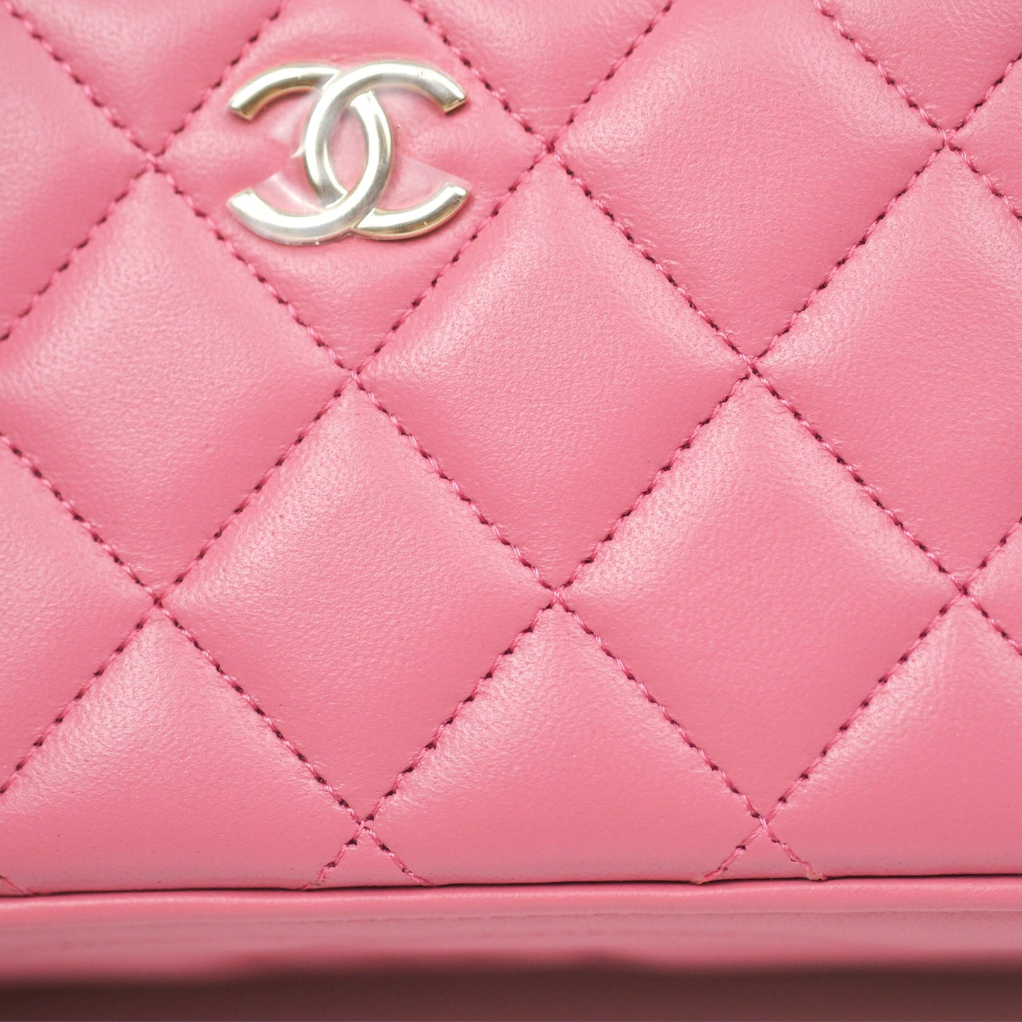 Chanel Vanity Rectangular Top Handle Pink Lambskin Gold Hardware