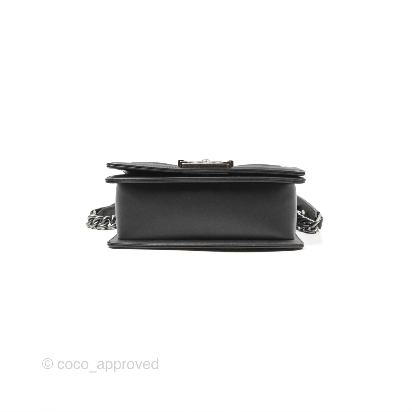 Chanel Small Boy Black Calfskin Ruthenium Hardware