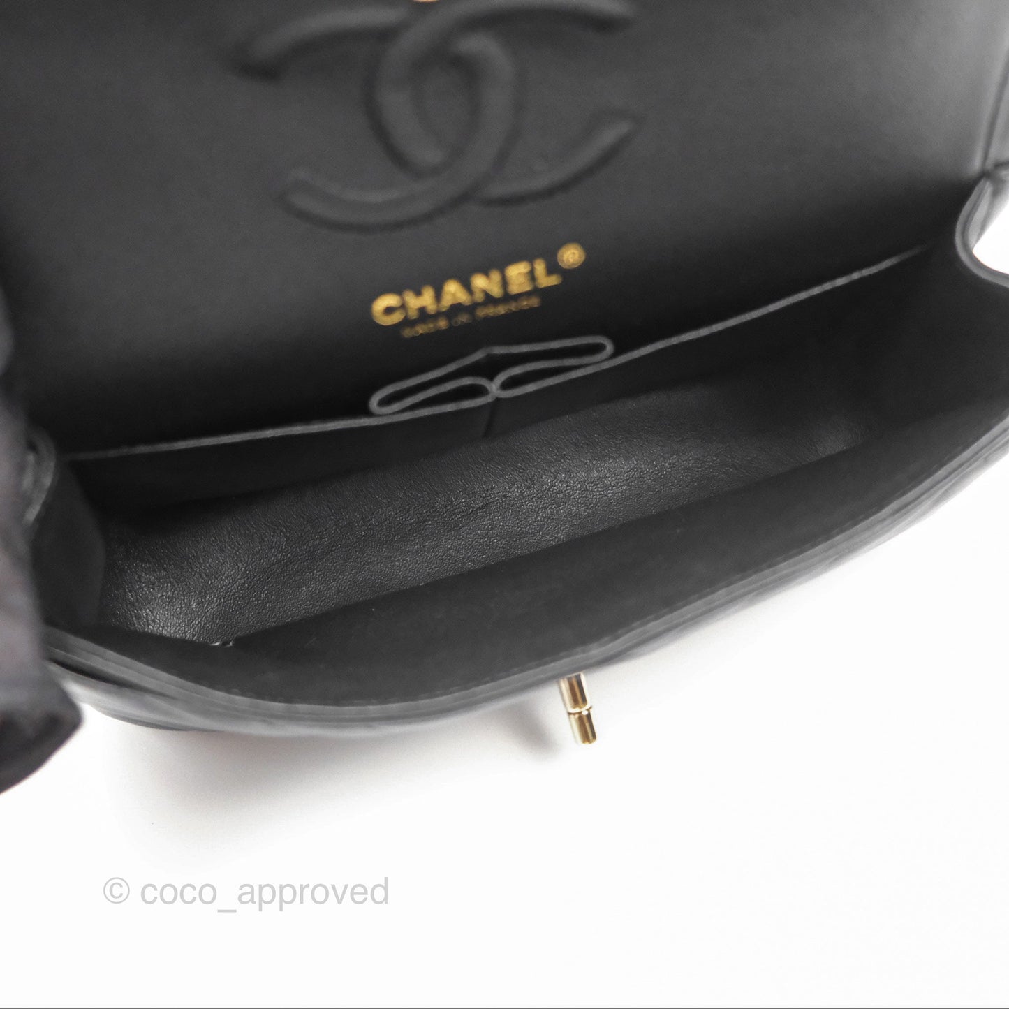 Chanel Small Classic Flap Chevron Black Lambskin Gold Hardware