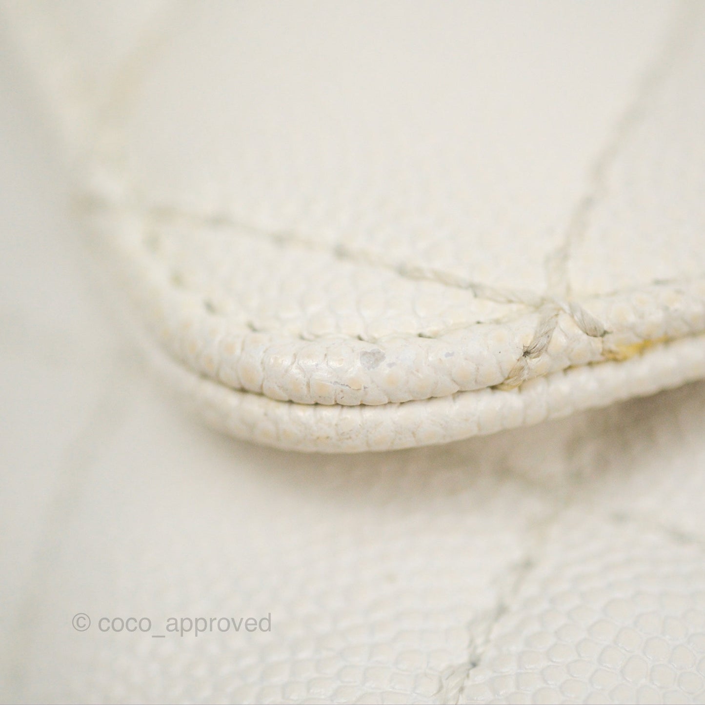 Chanel Mini Coco Handle Quilted Ivory White Caviar Gold Hardware