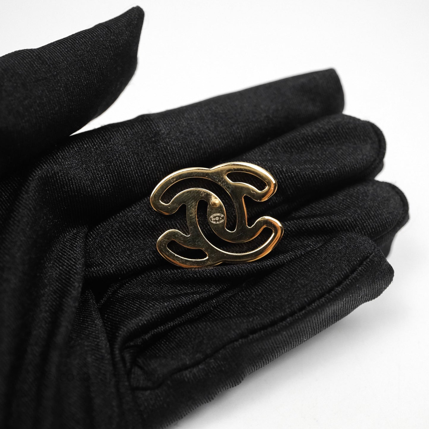 Chanel CC Black Resin Earrings Gold Tone 24A