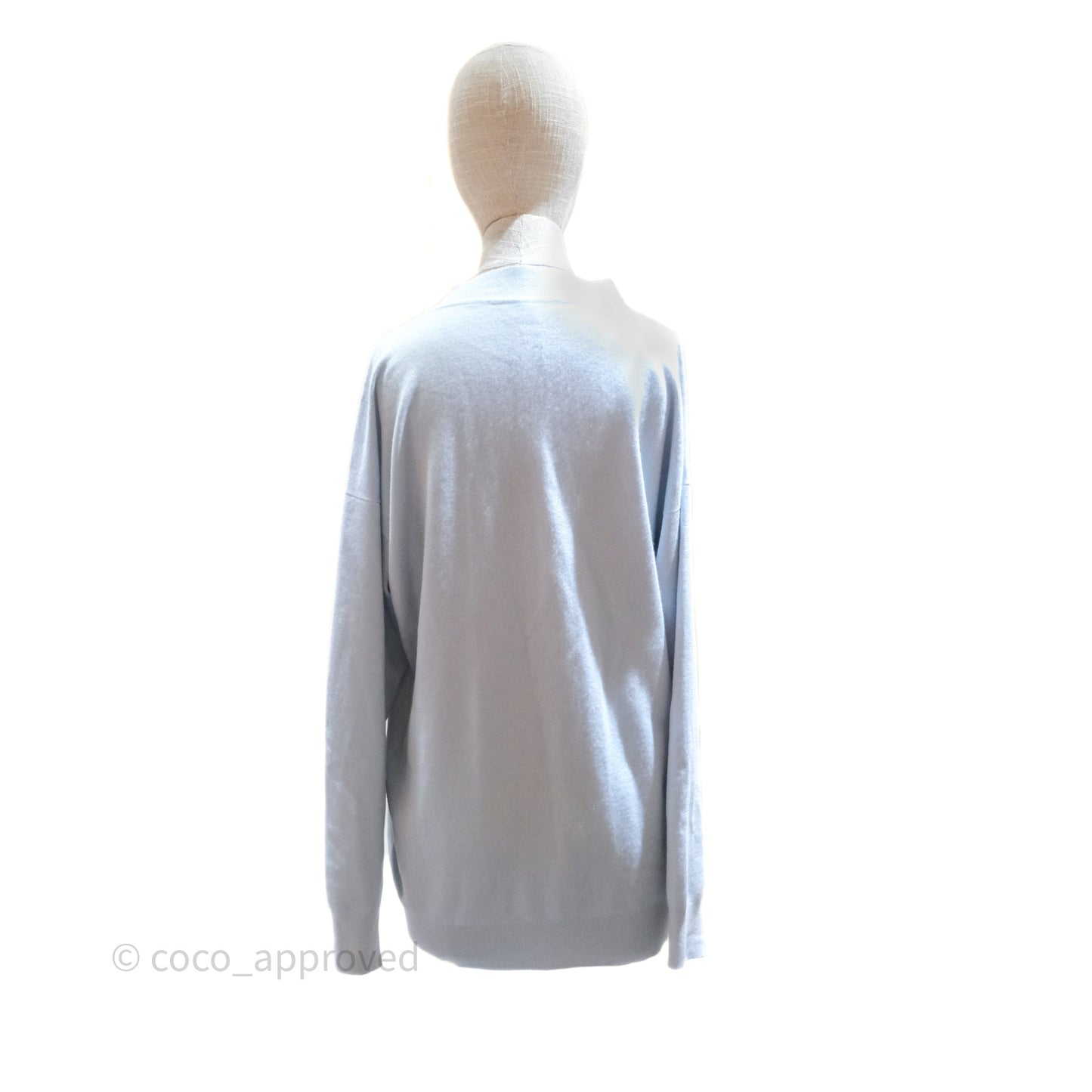 Hermès V-Neck Cardigans Silk/ Cashmere Baby Blue Size 34