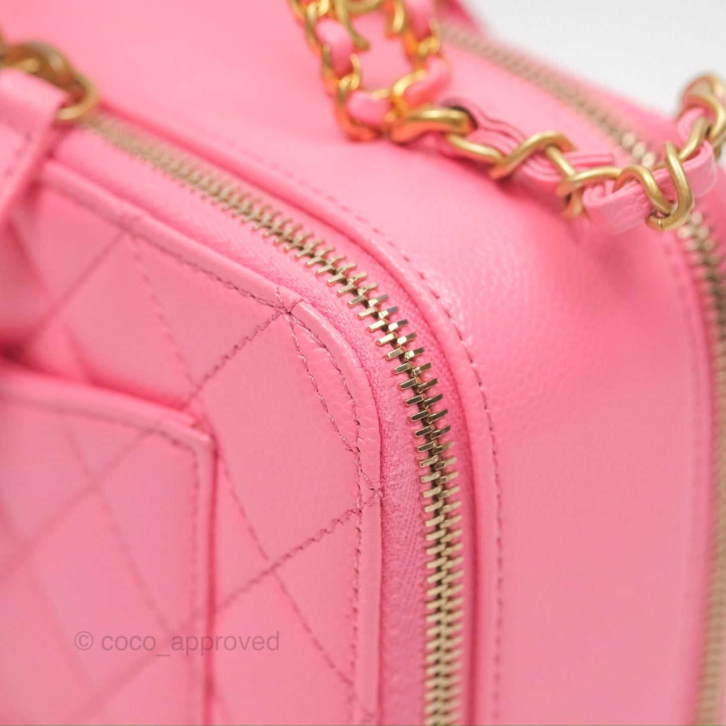 Chanel Caviar Quilted Pick Me Up Small Vanity Case Hot Pink