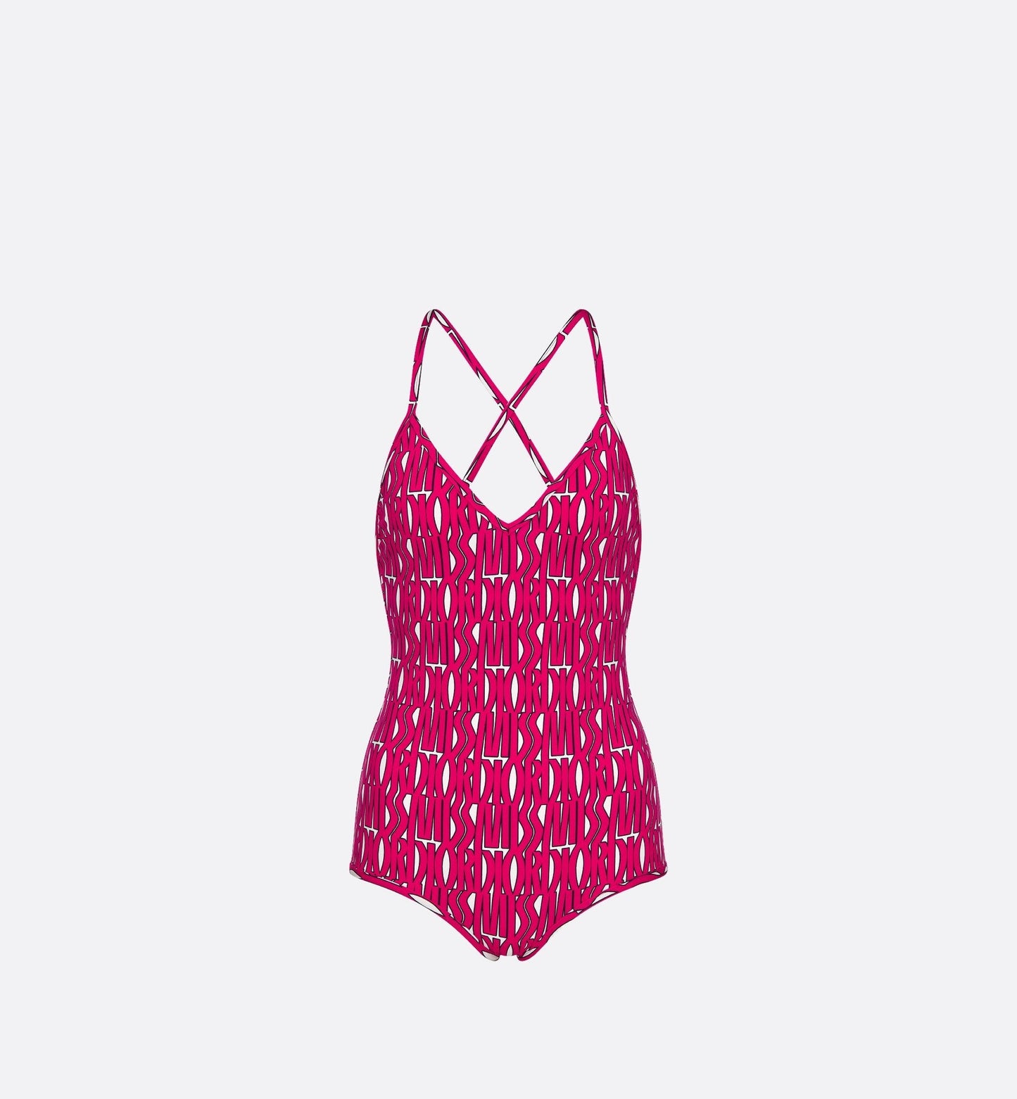 One Piece Swimsuit White Technical Fabric With Fuchsia Miss Luxury Dior Allover Motif