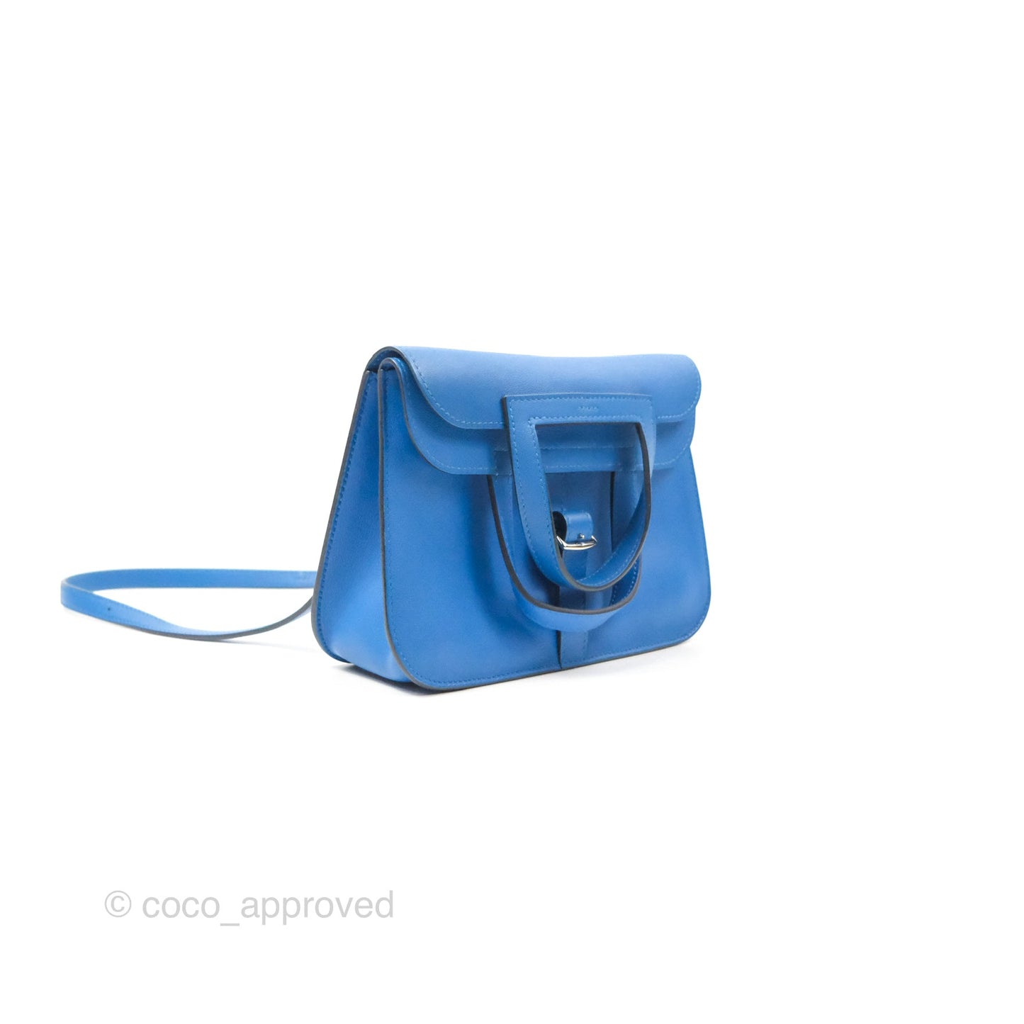 Hermès Halzan 22 Mini Bleu Zellige Swift Palladium Hardware