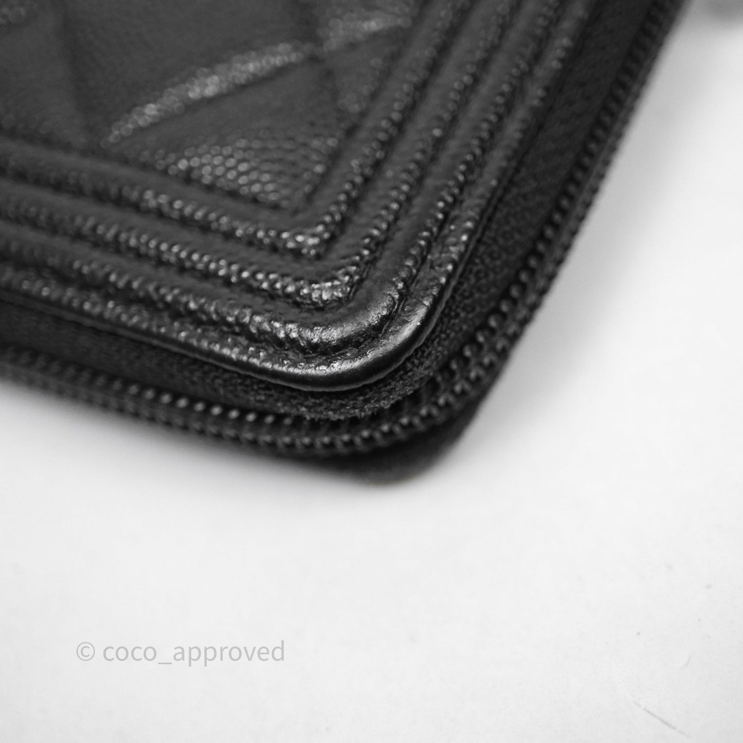 Chanel Boy Zip Wallet Black Caviar Gold Hardware