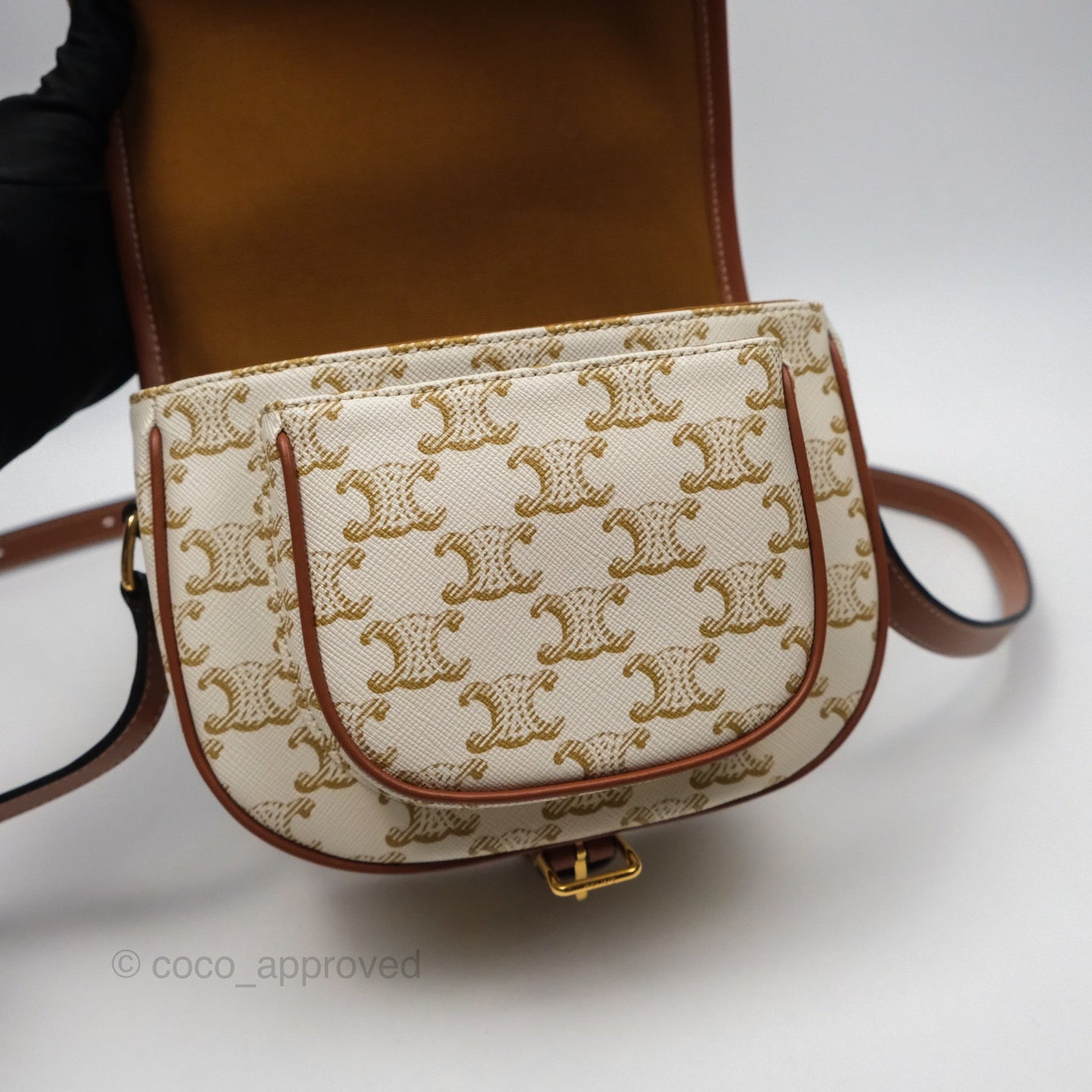 Celine Medium Folco Bag Triomphe Canvas White