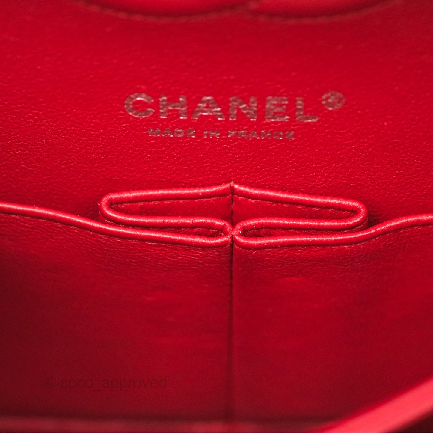 Chanel Medium Classic Flap Chevron Red Caviar Silver Hardware