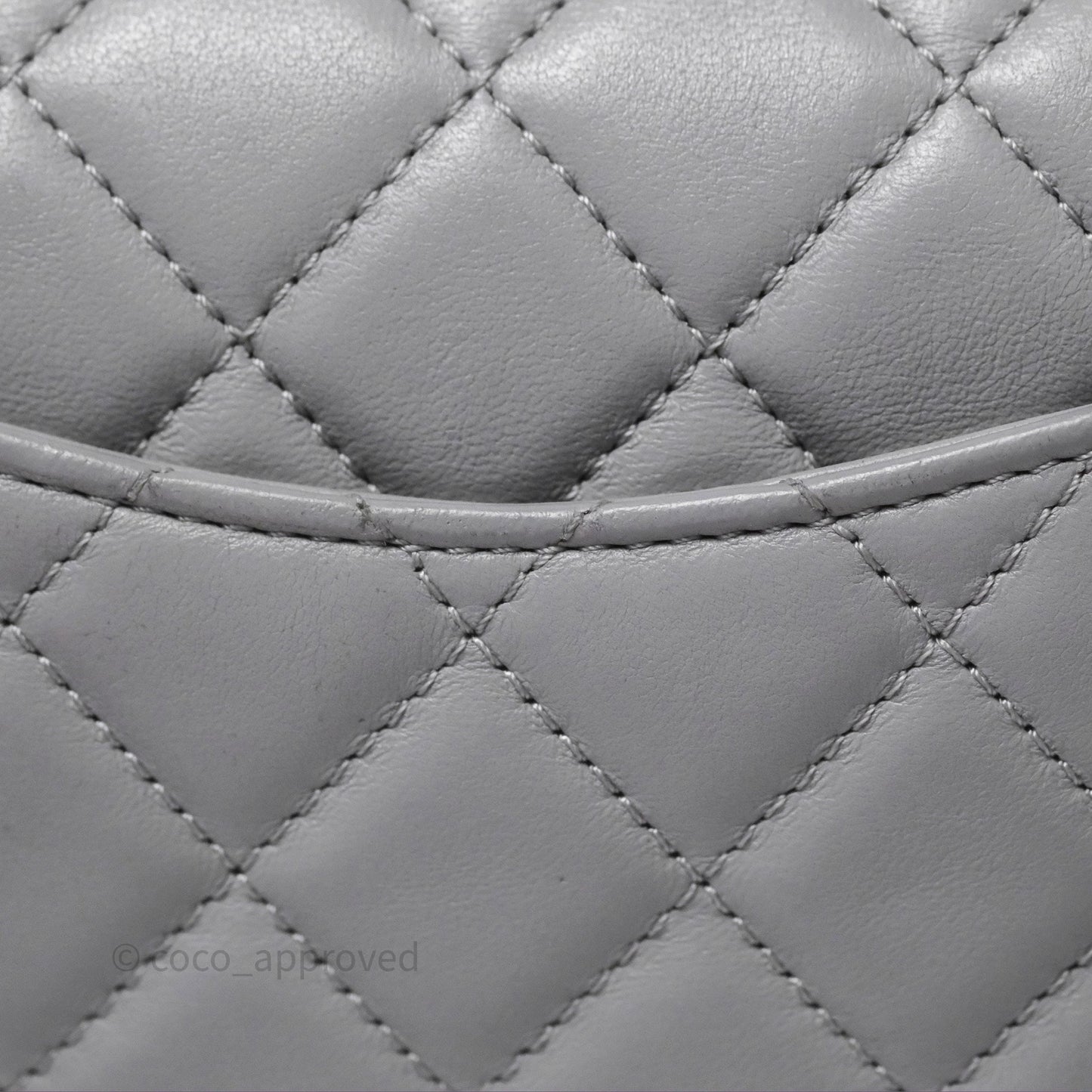 Chanel Pearl Crush Mini Rectangular Quilted Grey Lambskin Aged Gold Hardware