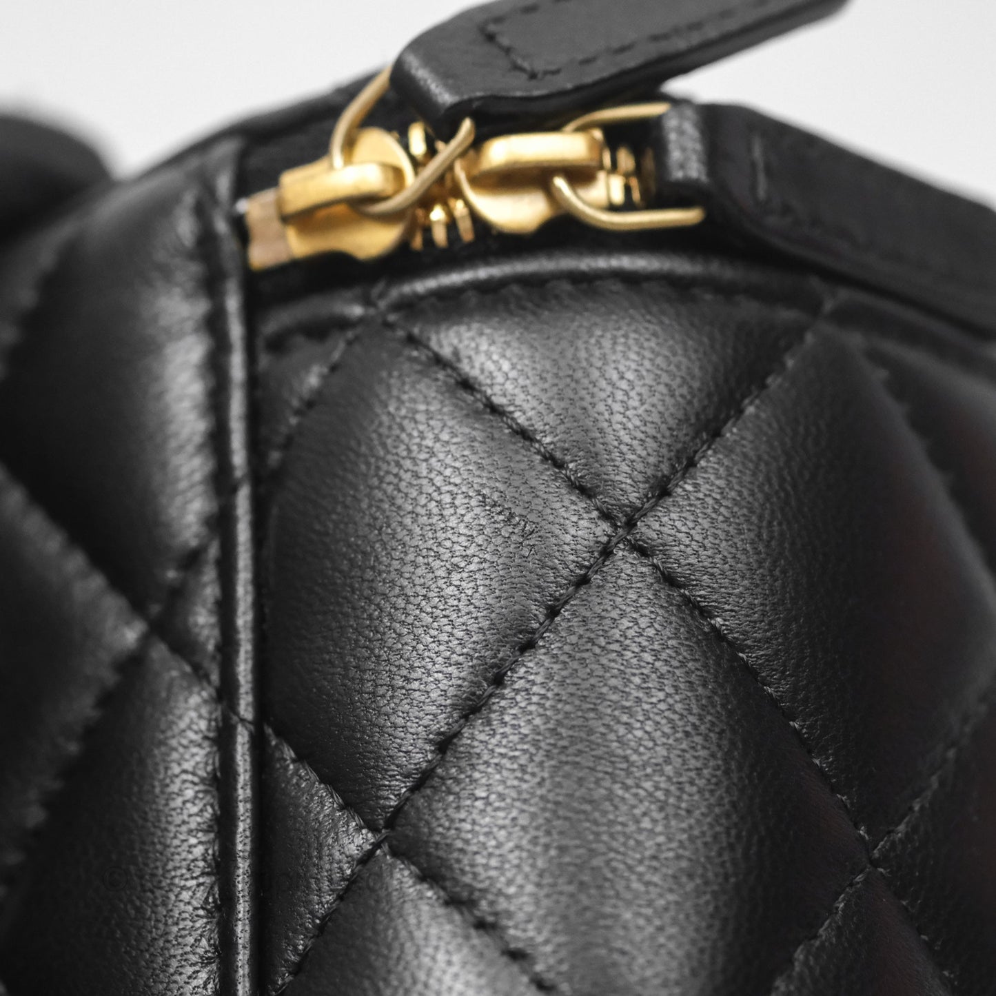 Chanel Vanity with COCO Heart Chain Black Lambskin Aged Gold Hardware