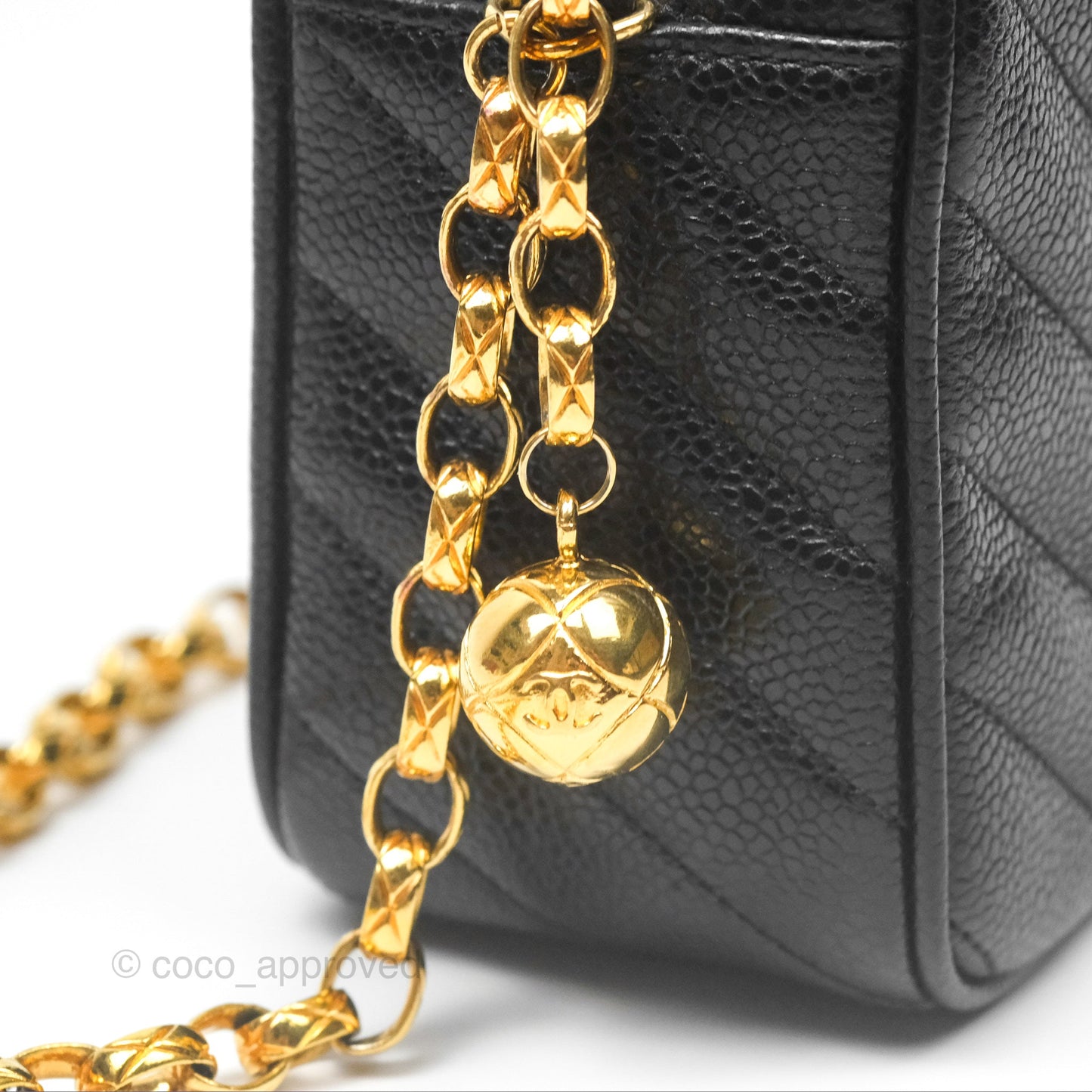Chanel Vintage Small Camera Bag Black Caviar Gold Hardware