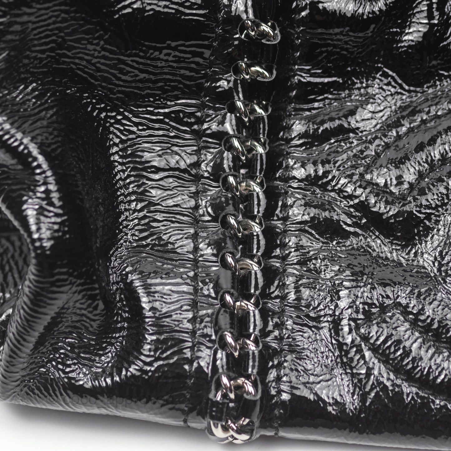 Chanel Bowling Tote Bag Black Glazed Calfskin Silver Hardware