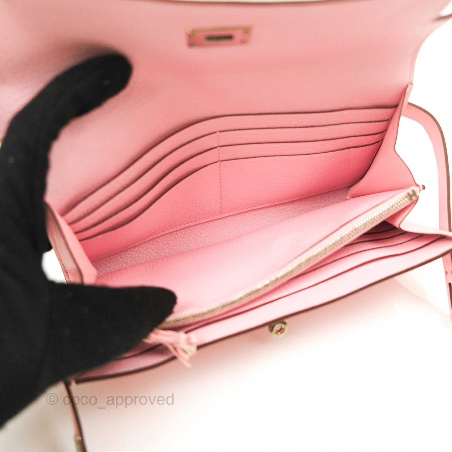 Hermès Ghillies Kelly Wallet Rose Sakura Swift Palladium Hardware