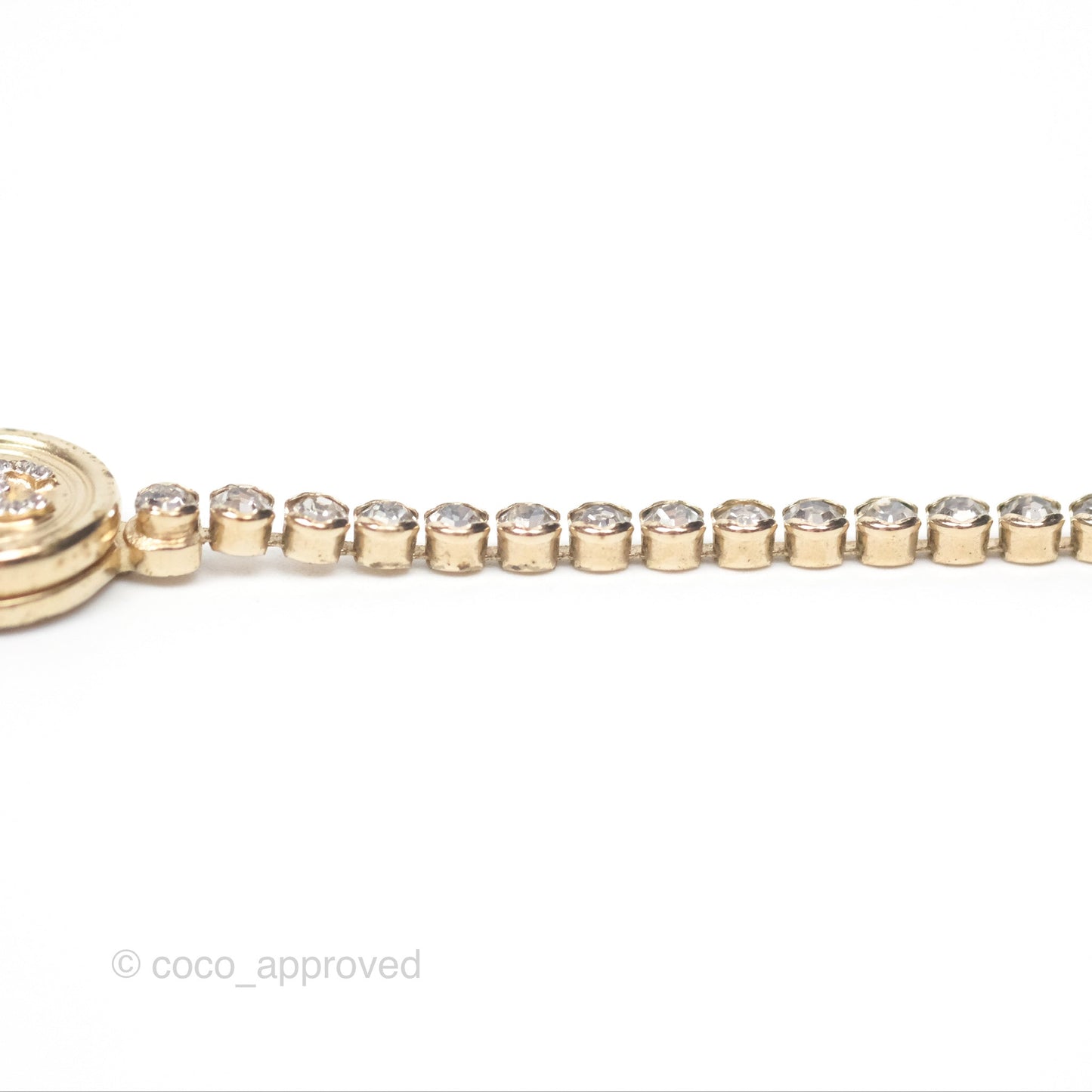 Chanel CC Crystal Chain Choker Necklace Gold Tone 21S