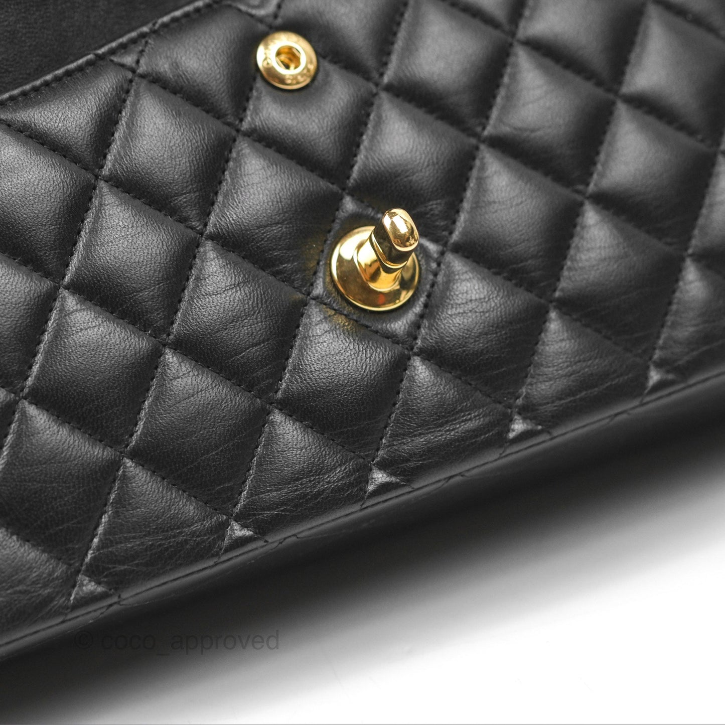 Chanel Classic M/L Medium Flap Quilted Black Lambskin Gold Hardware