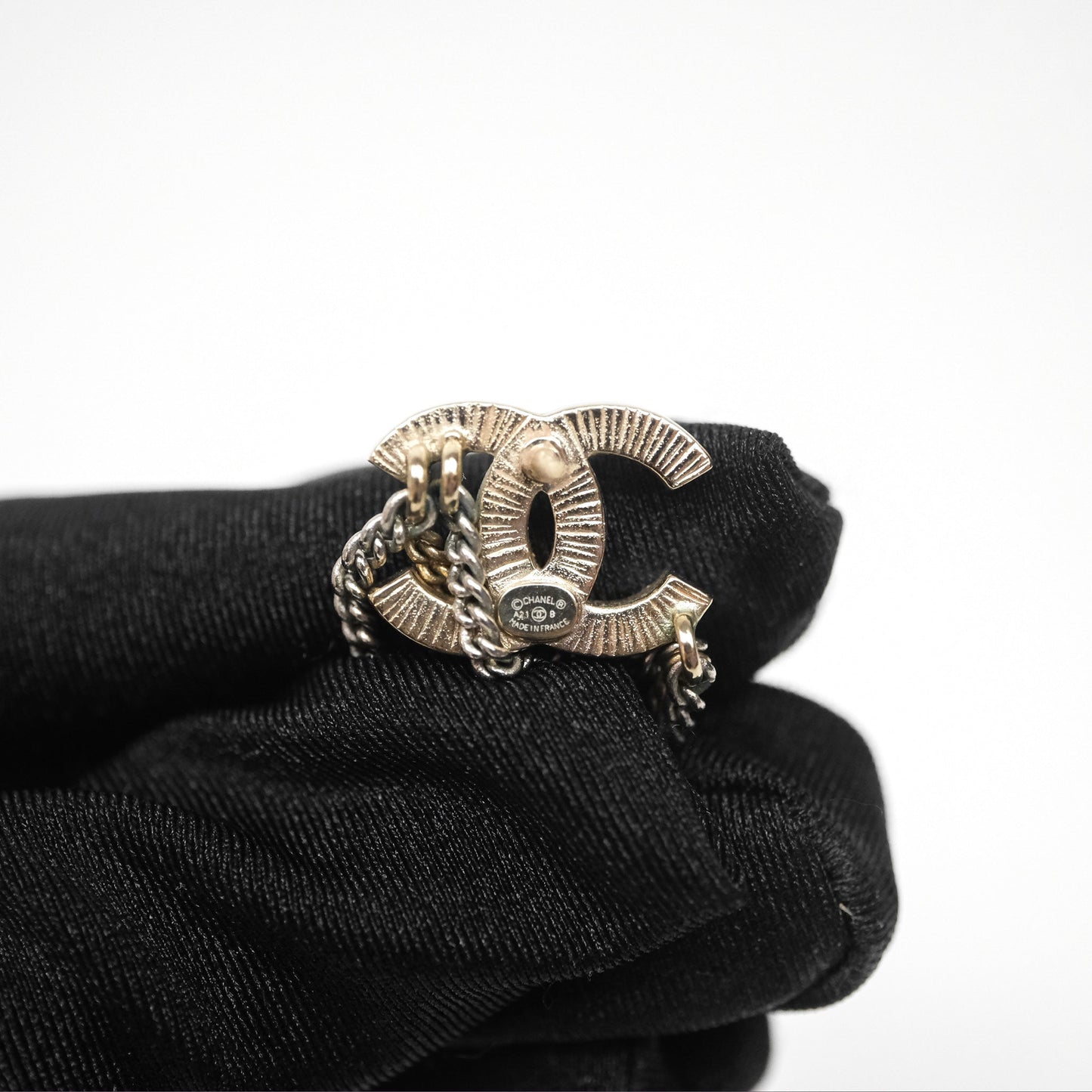 Chanel Crystal CC Chain Pendant Earrings 21B