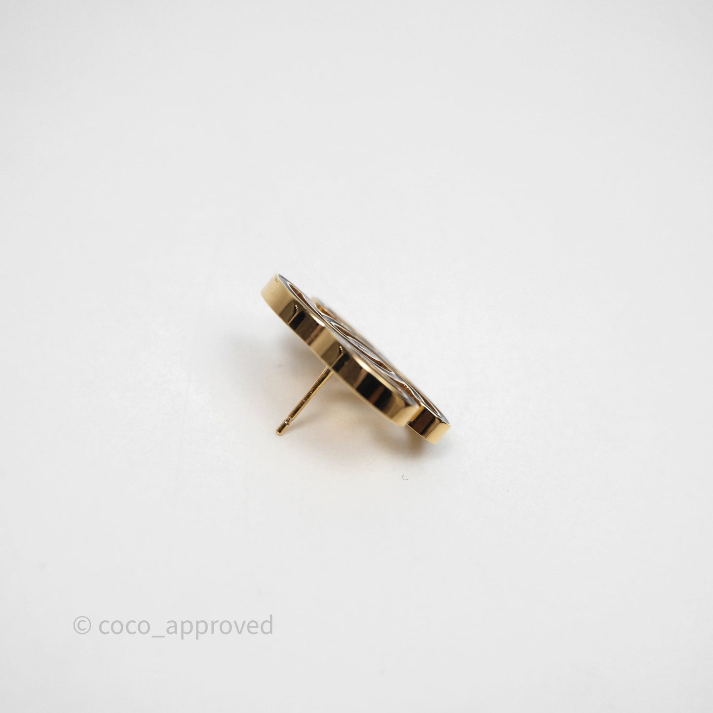 Chanel CC Black Resin Earrings Gold Tone 24A