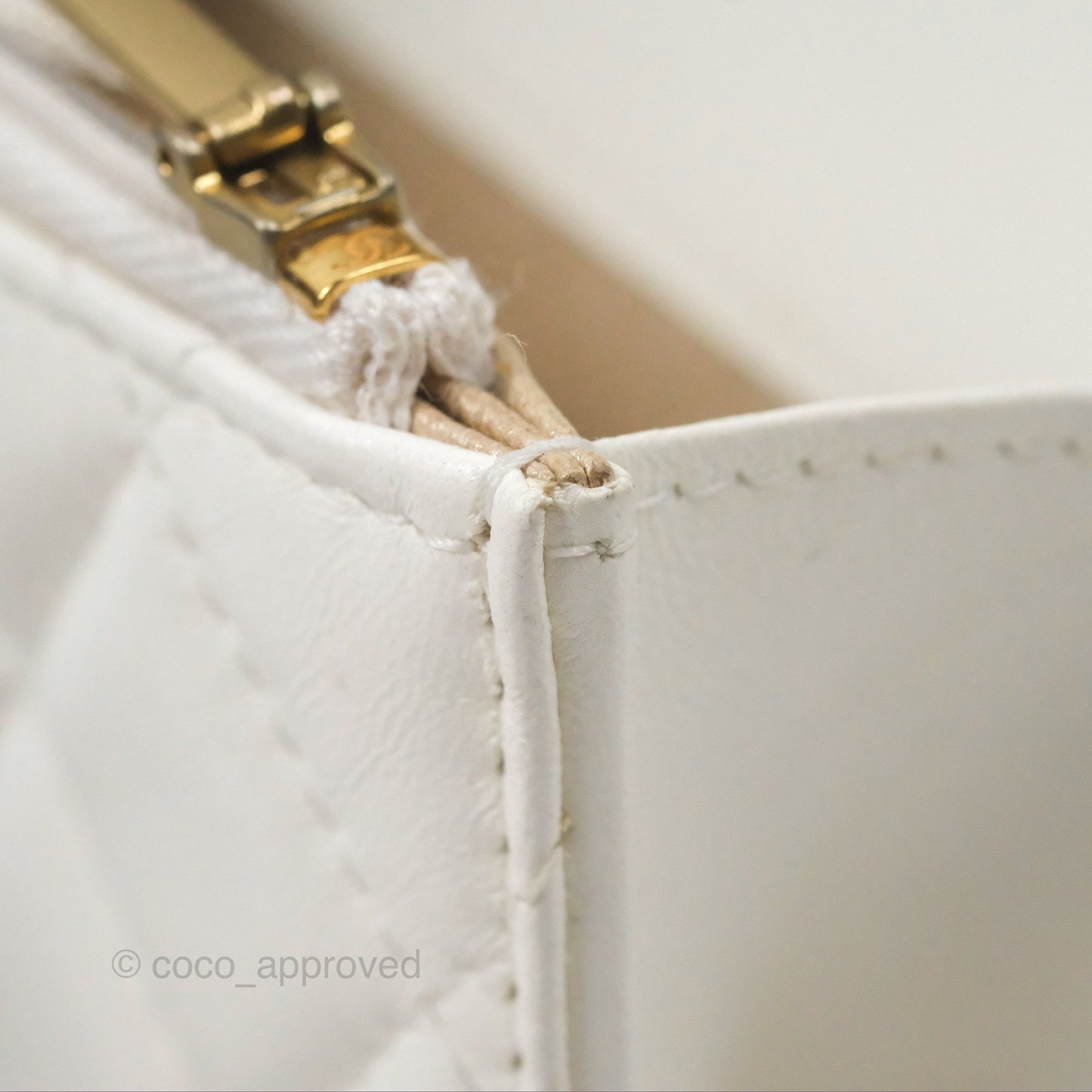 Chanel Dynasty Phone Holder with Chain White Ivory Lambskin Aged Gold Hardware