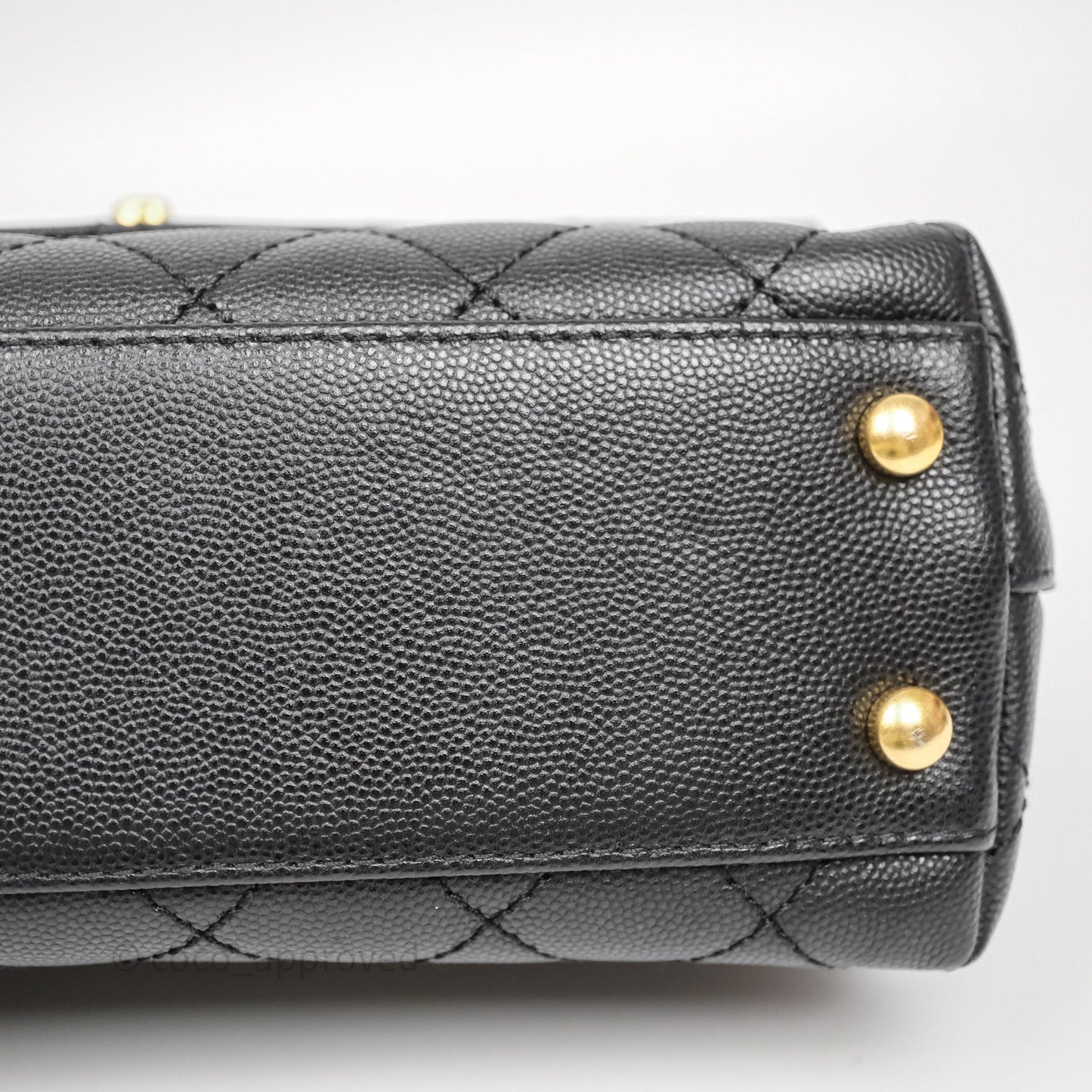 Chanel Small Coco Handle Black Caviar Aged Gold Hardware Braided Handle