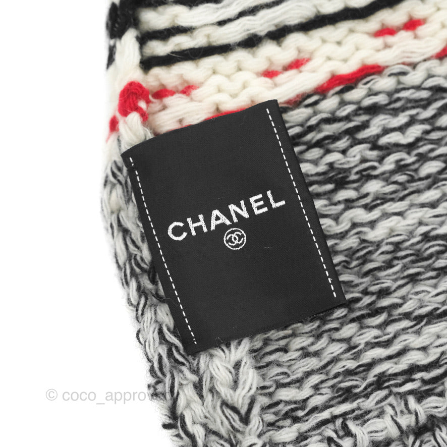 Chanel Wool Shearling CC Beanie Hat White Black Red