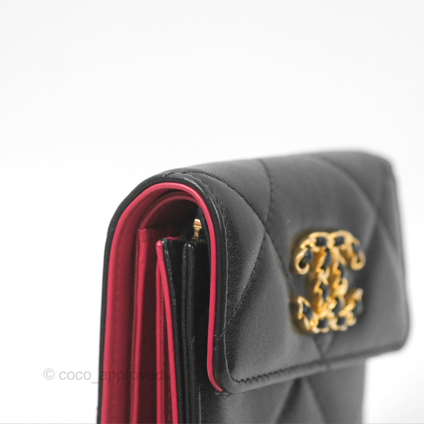 Chanel 19 Short Flap Wallet Black Lambskin