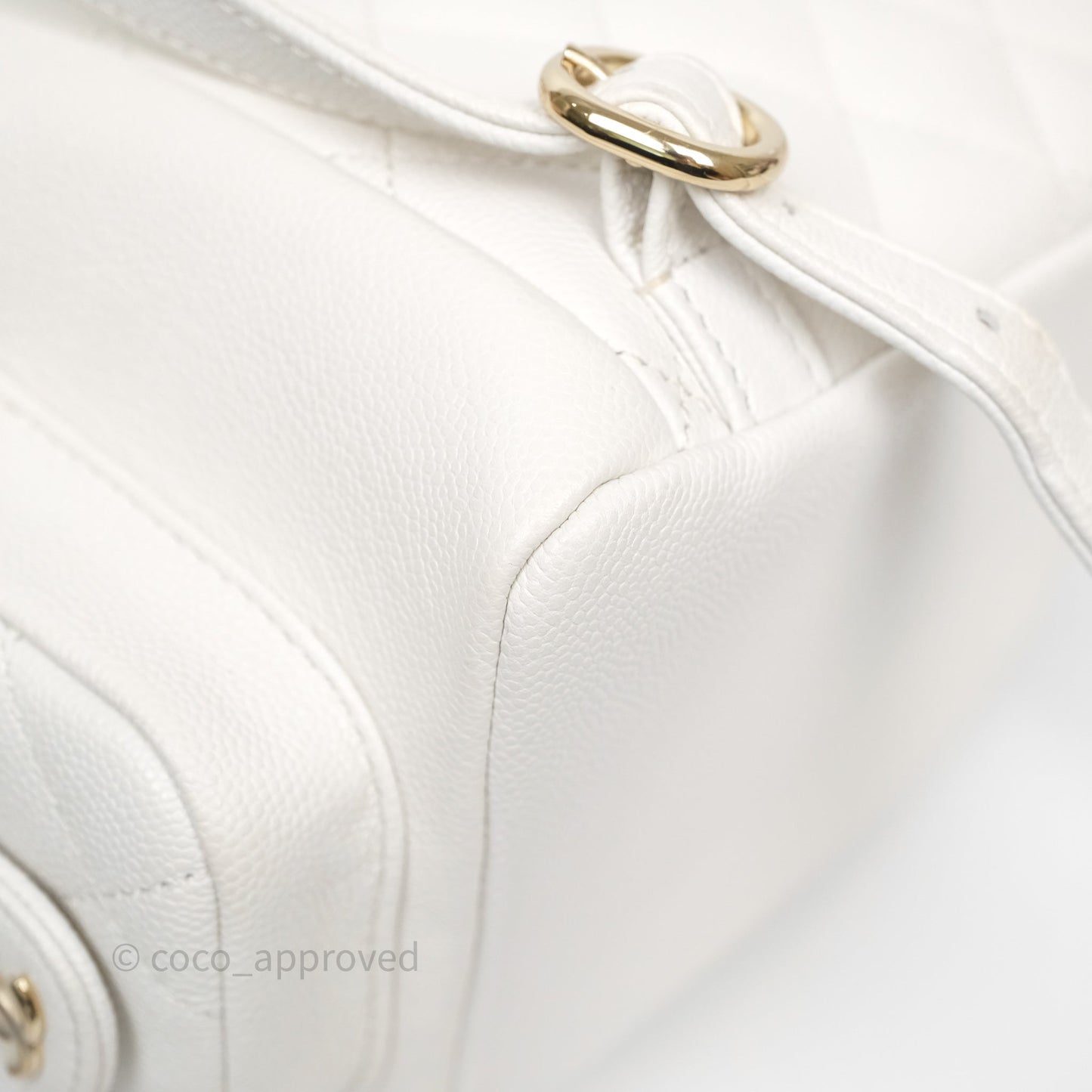 Chanel Duma Backpack White Caviar Gold Hardware 23K