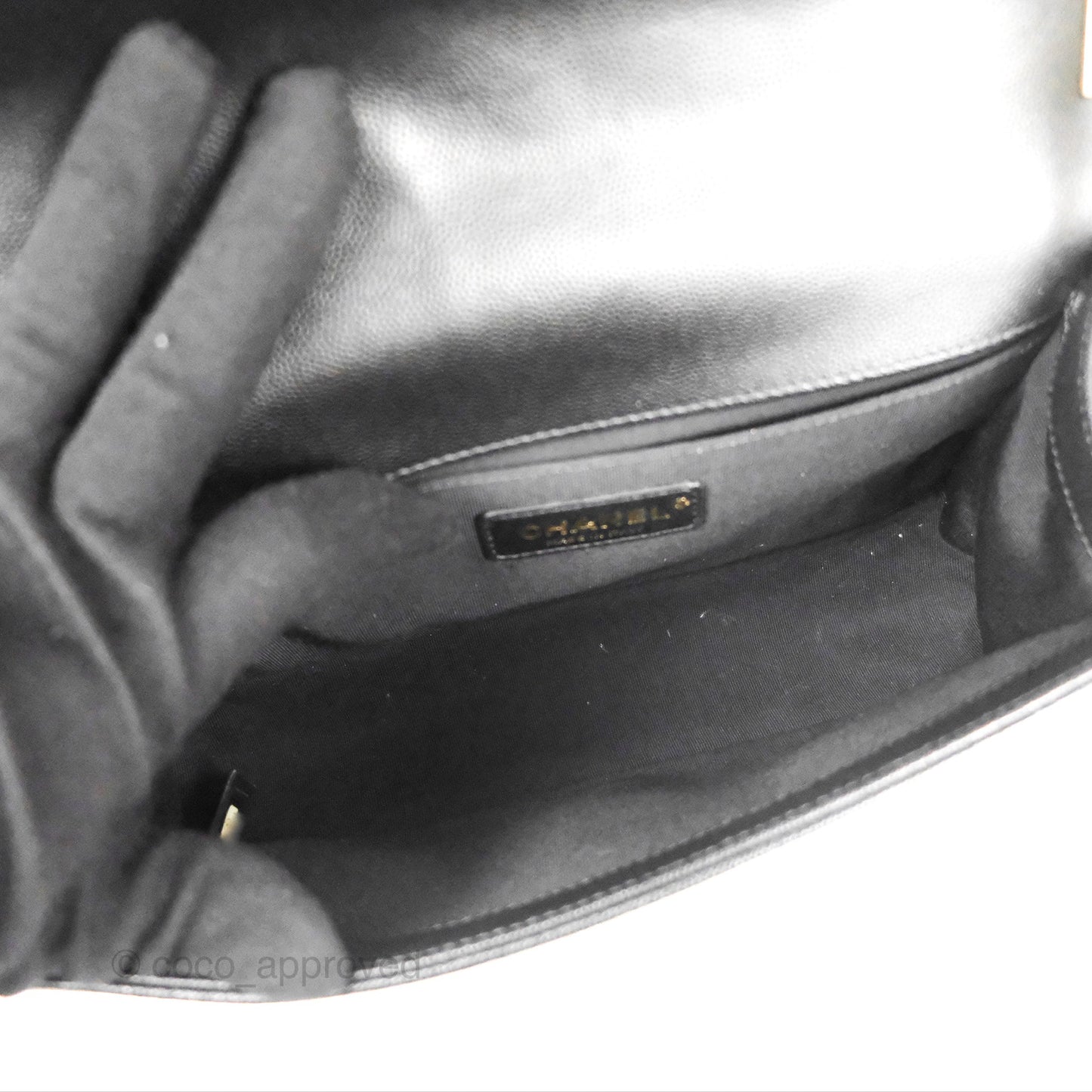 Chanel Quilted Medium Boy Black Caviar Aged Gold Hardware