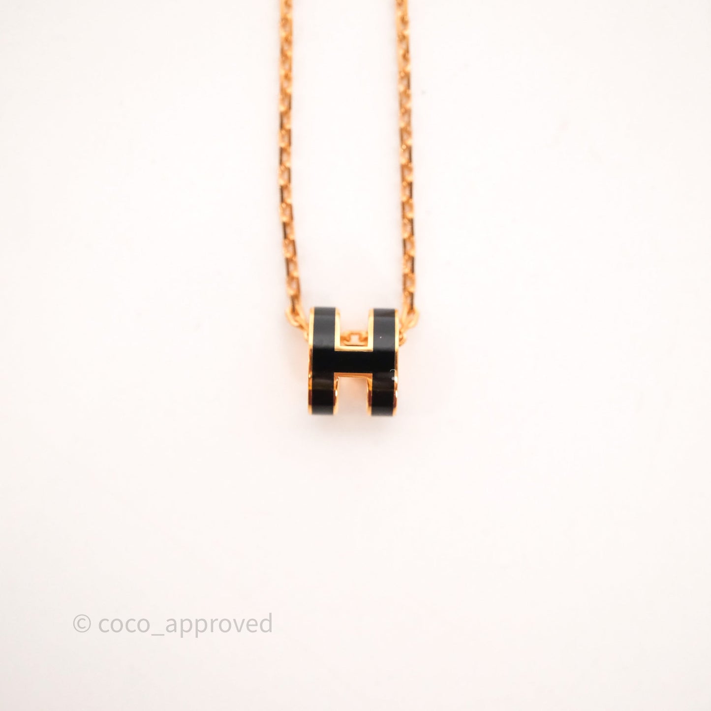 Hermès Mini Pop H Pendant Necklace Black Rose Gold Hardware