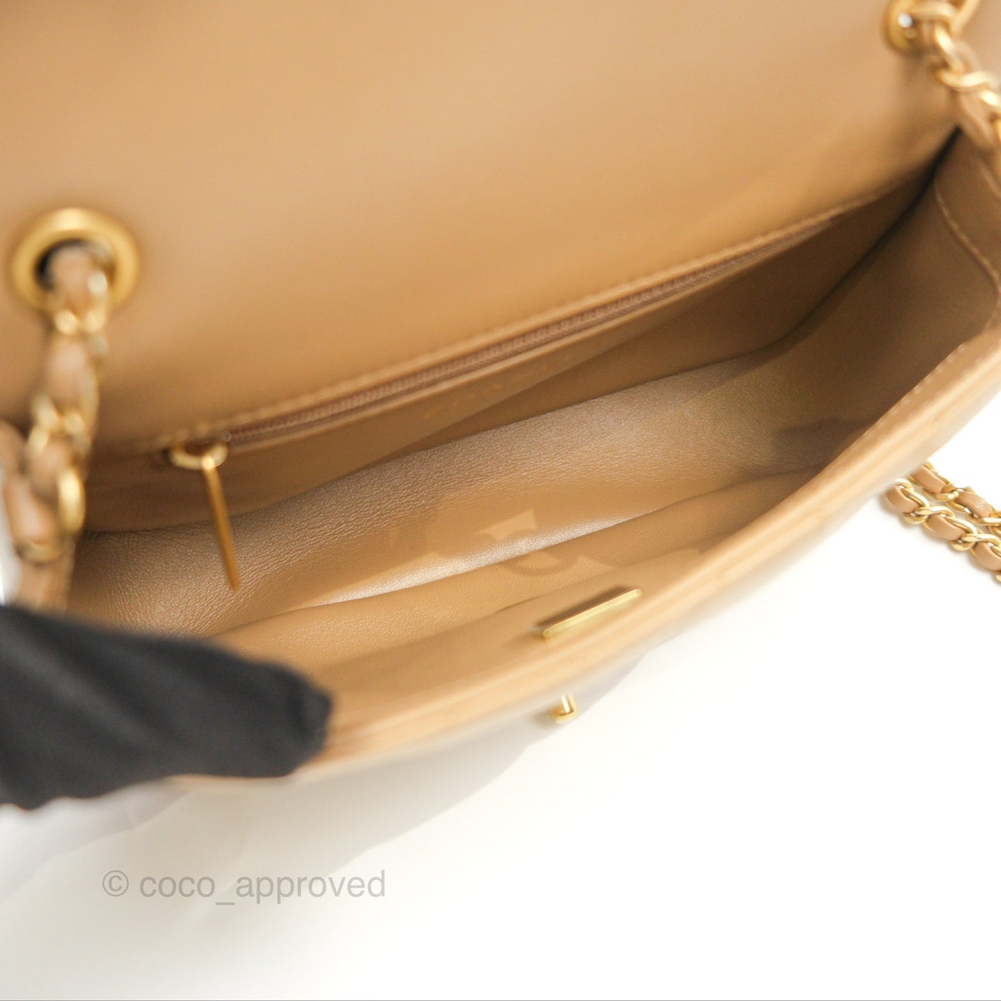 Chanel Mini Flap Bag With Heart CC Charm Dark Beige Lambskin Aged Gold Hardware