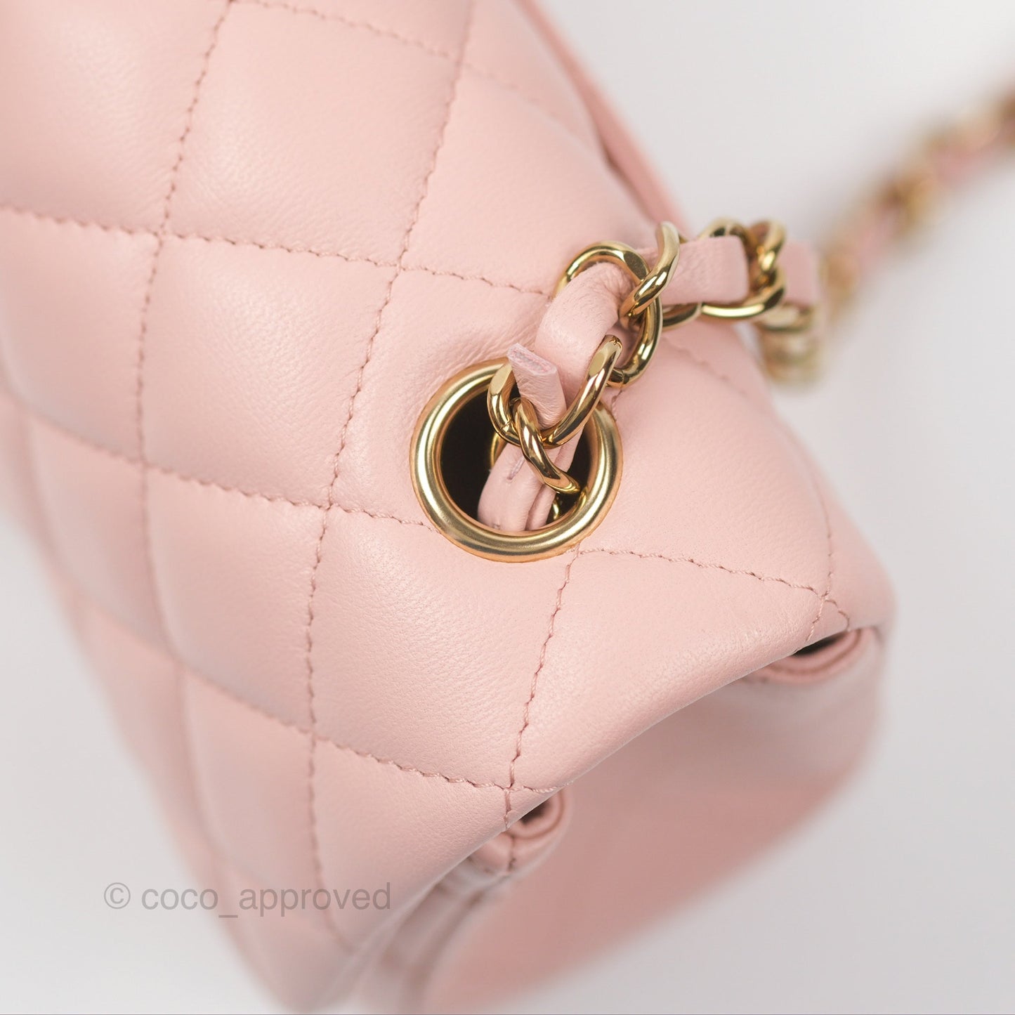 Chanel Quilted Mini Rectangular Flap Baby Pink Lambskin Gold Hardware