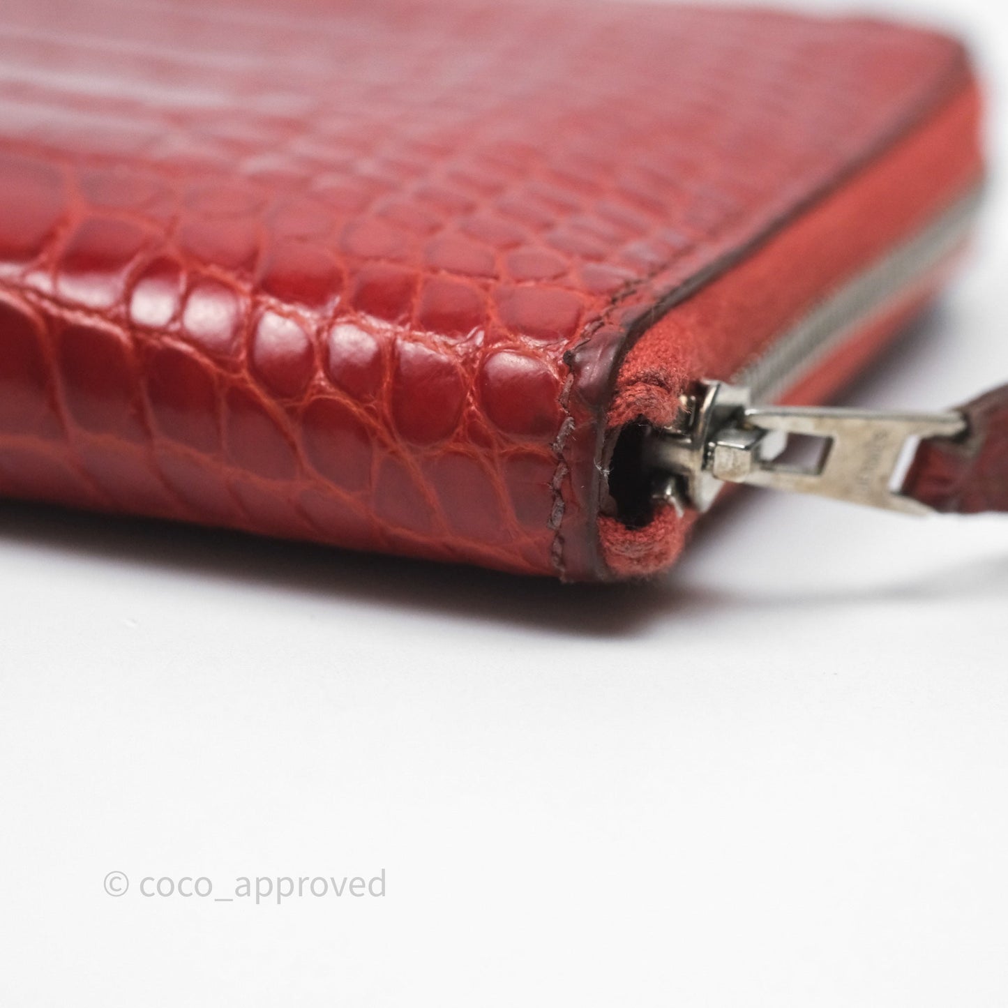 Hermès Azap Wallet Red Alligator Palladium Hardware