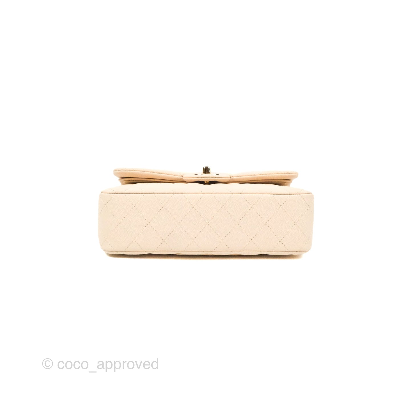 Chanel Small Classic Quilted Flap Light Ivory Beige Caviar Gold Hardware 20C