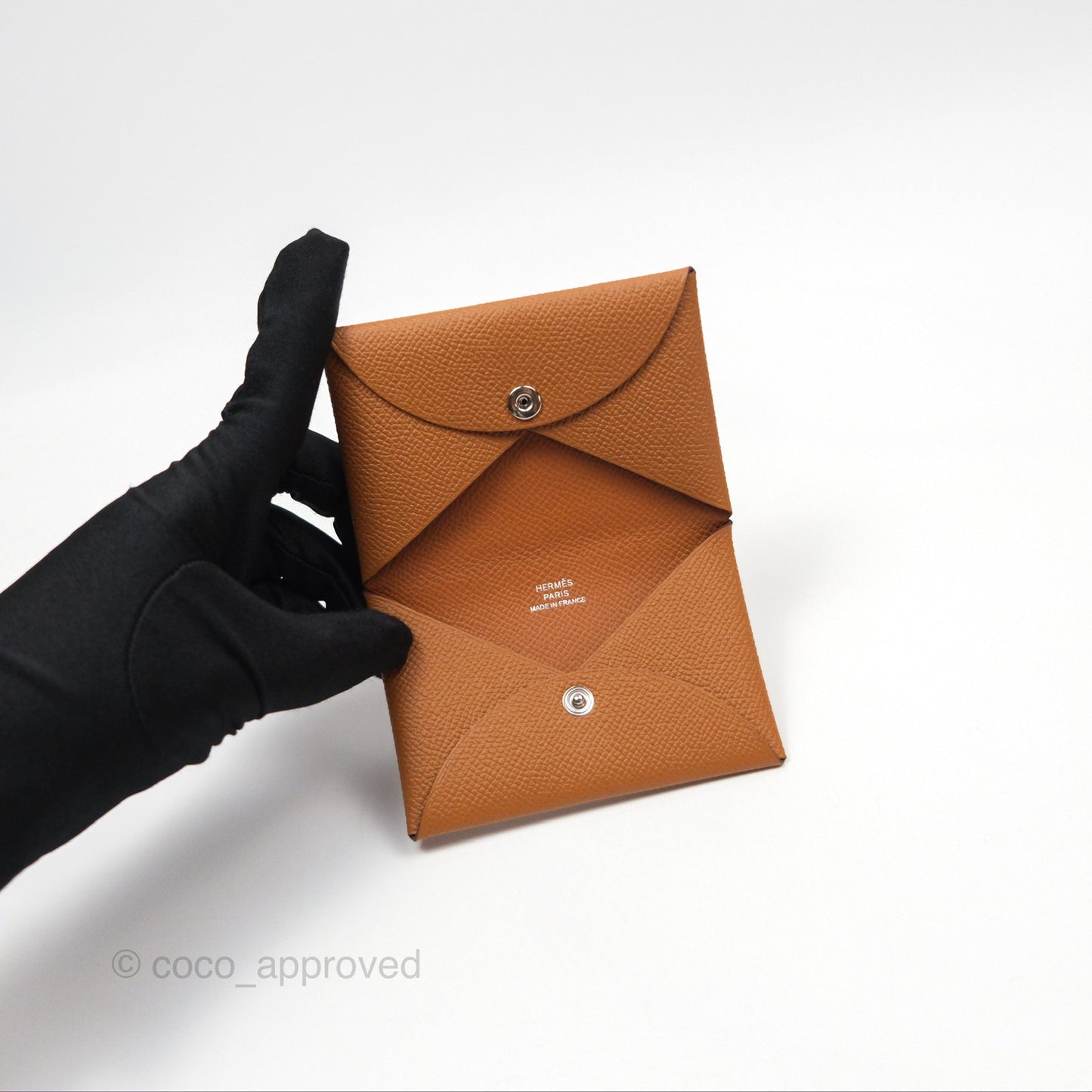 Hermès Calvi Card Holder 37 Gold Epsom Palladium Hardware