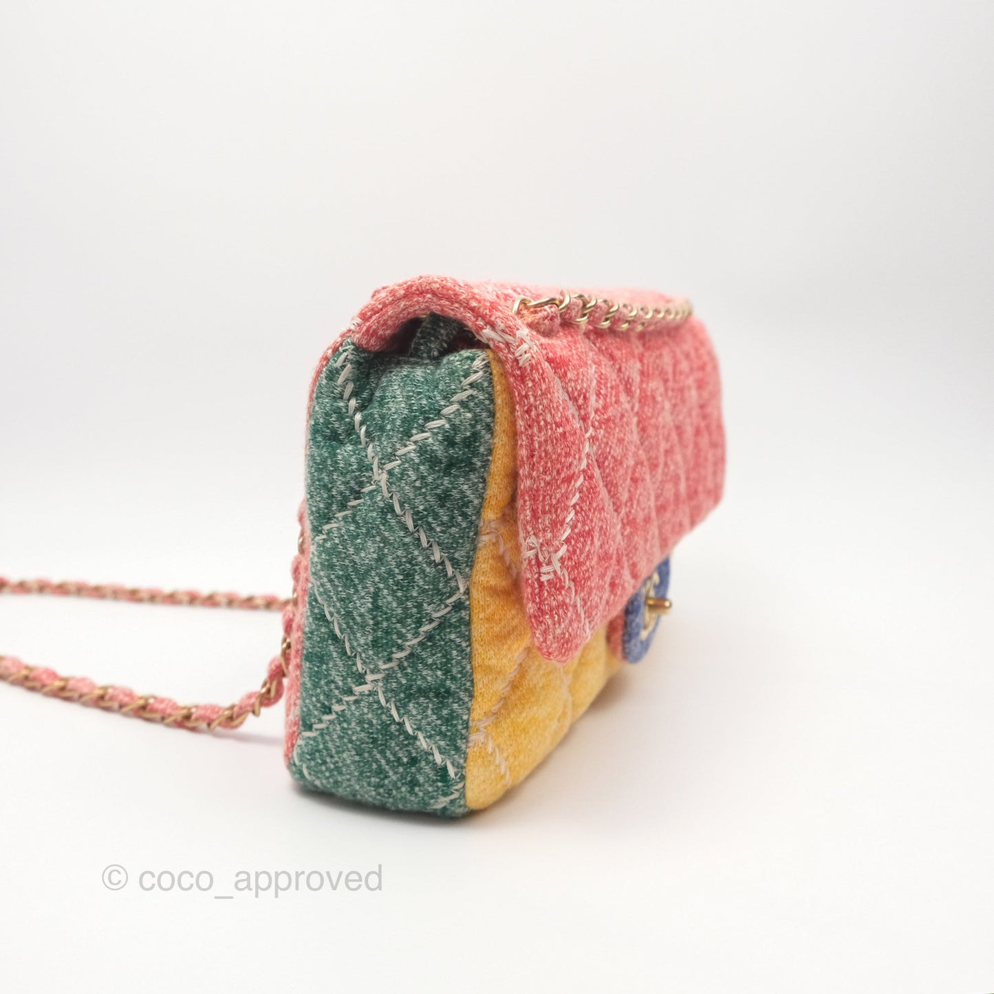 Chanel Denim Quilted Medium Flap Rainbow Gold Hardware