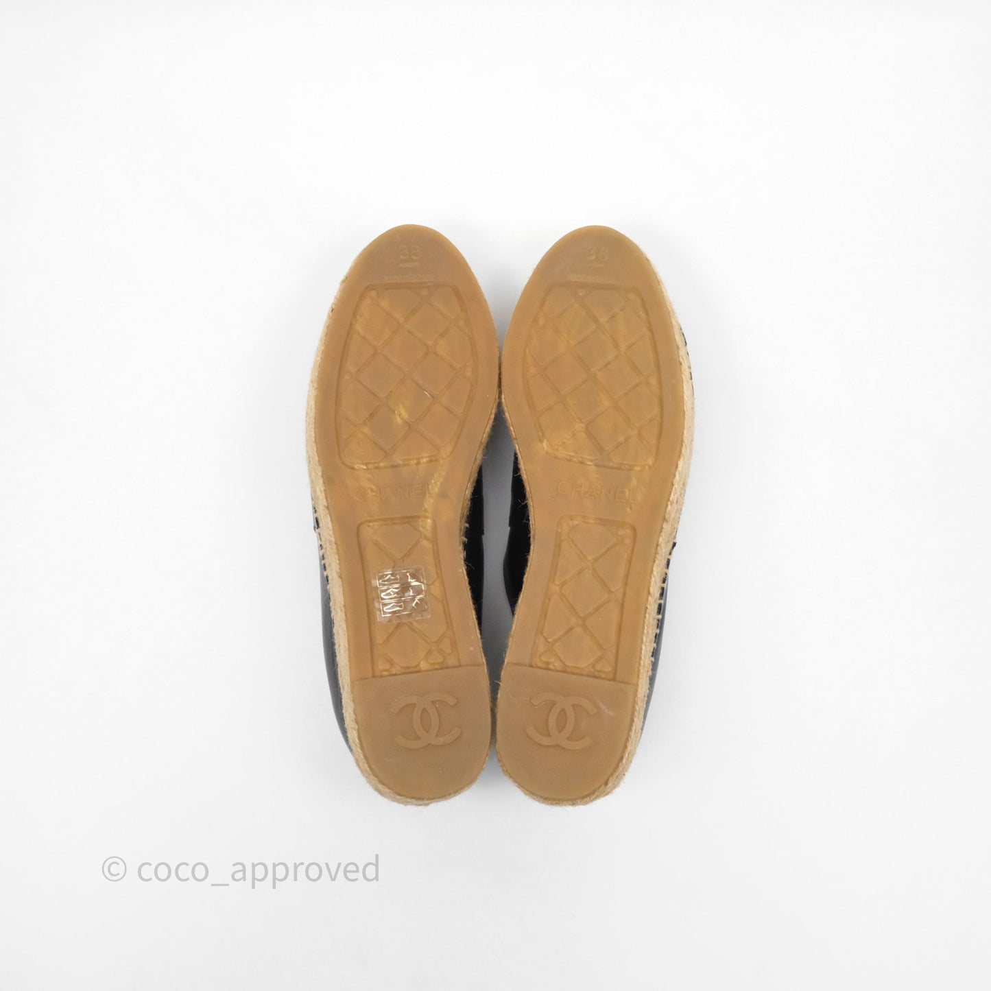 Chanel Espadrille Black Leather Size 38