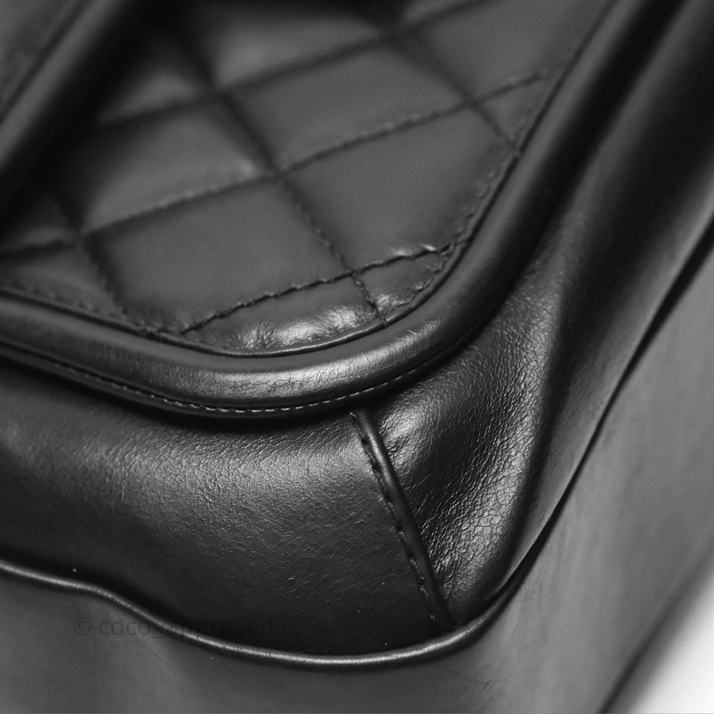 Chanel Quilted Large Prestige Top Handle Flap Calfskin Black Ruthenium Hardware