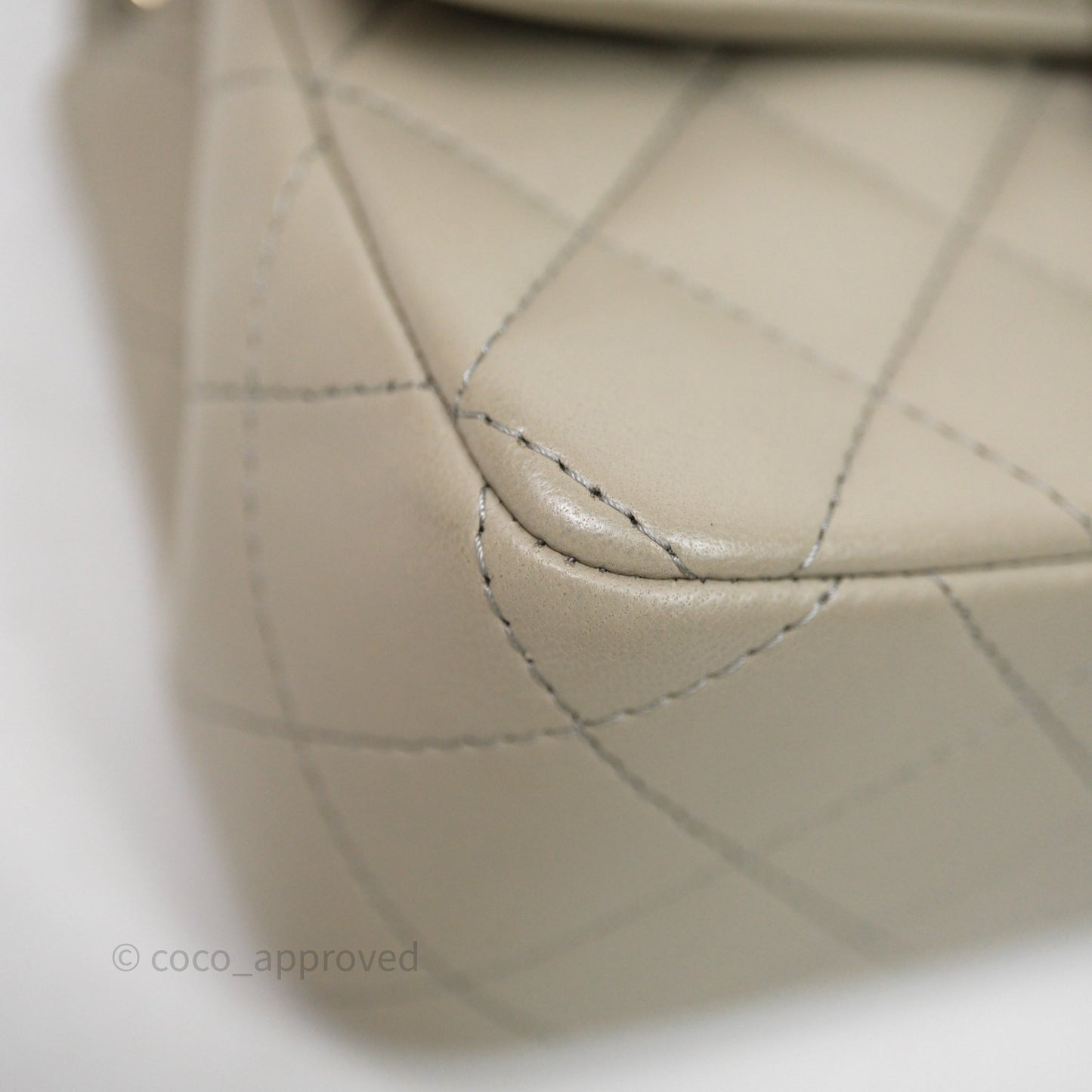Chanel Mini Rectangular Flap Quilted Light Grey Lambskin Gold Hardware 22C