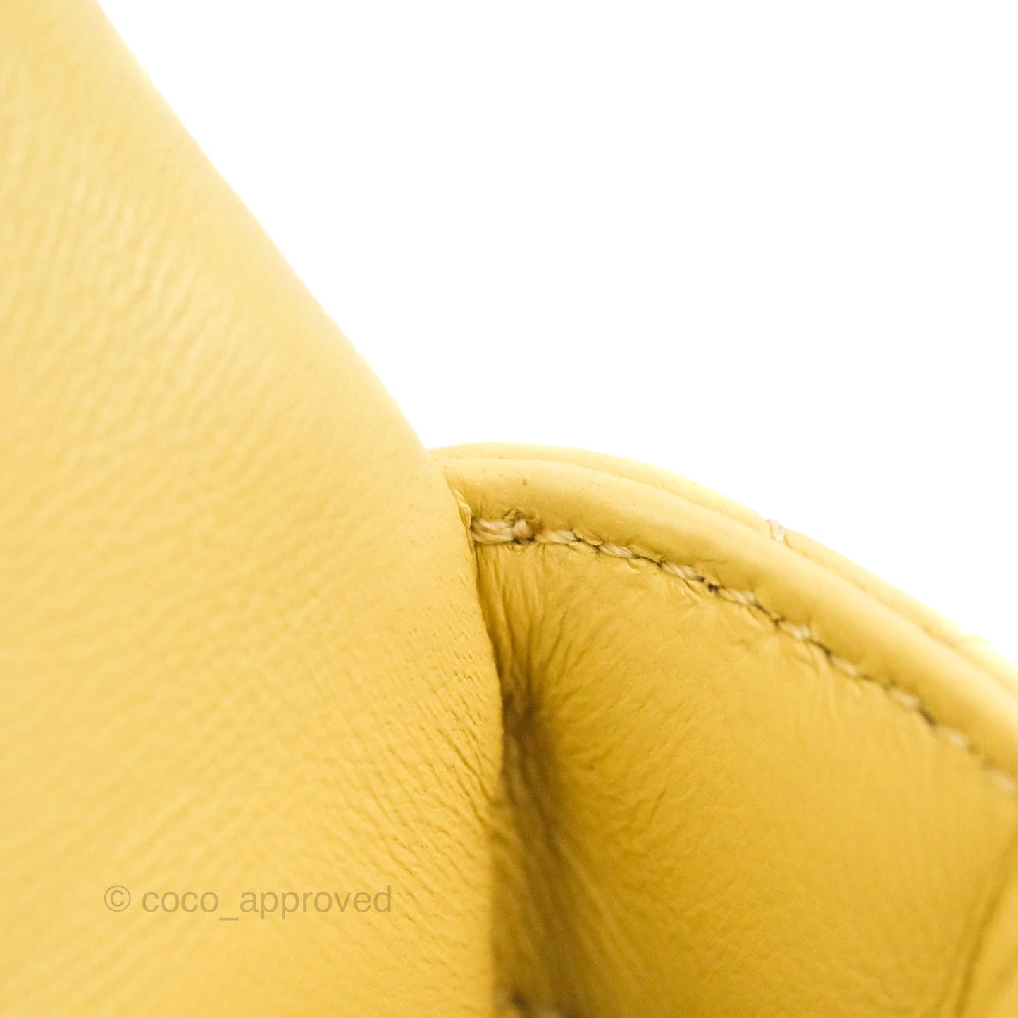 Chanel Enamel Quilted Pending CC Mini Square Flap Yellow Lambskin Aged Gold Hardware 22P